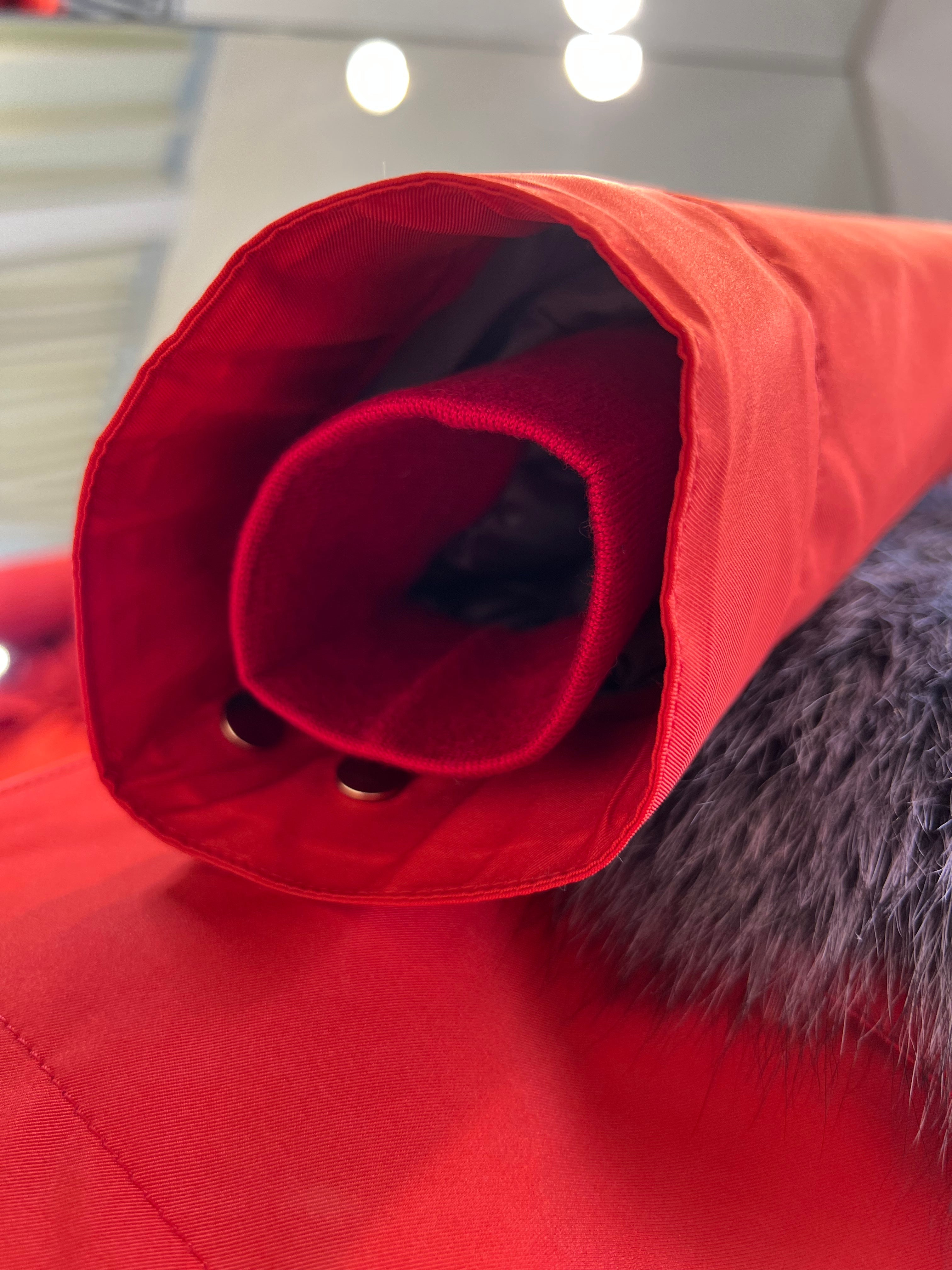 Roma Genuine Silver Fox Fur Rabbit Fur Insulated Parka in Red - Energize Trek