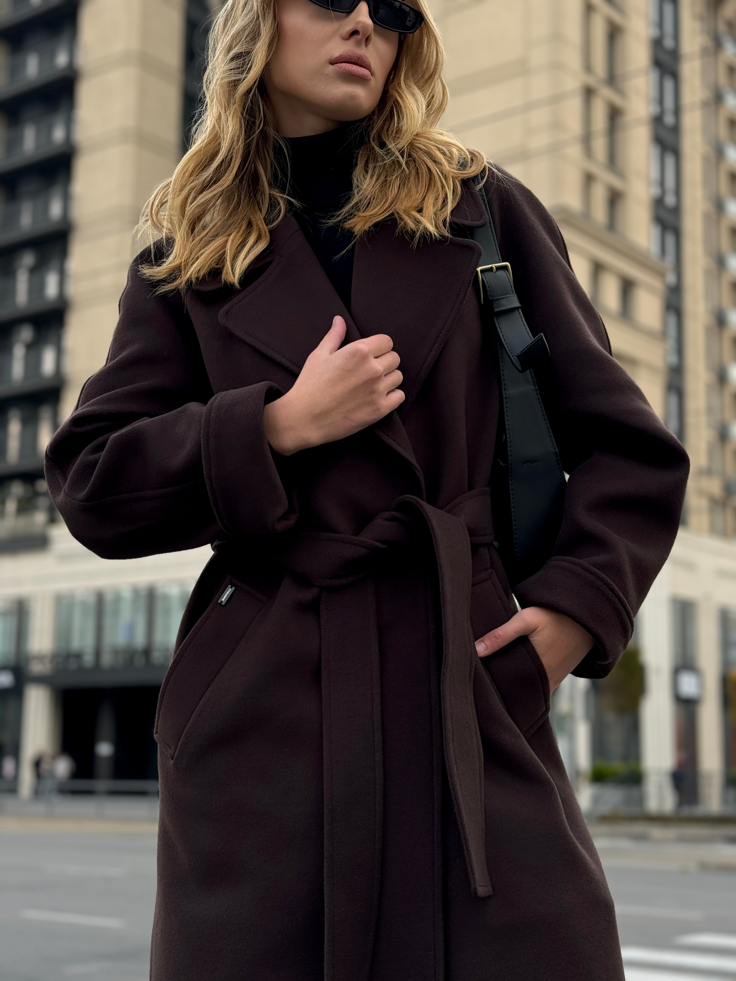 Emily Classic Wool Blend Overcoat in Rich Chocolate - Energize Trek