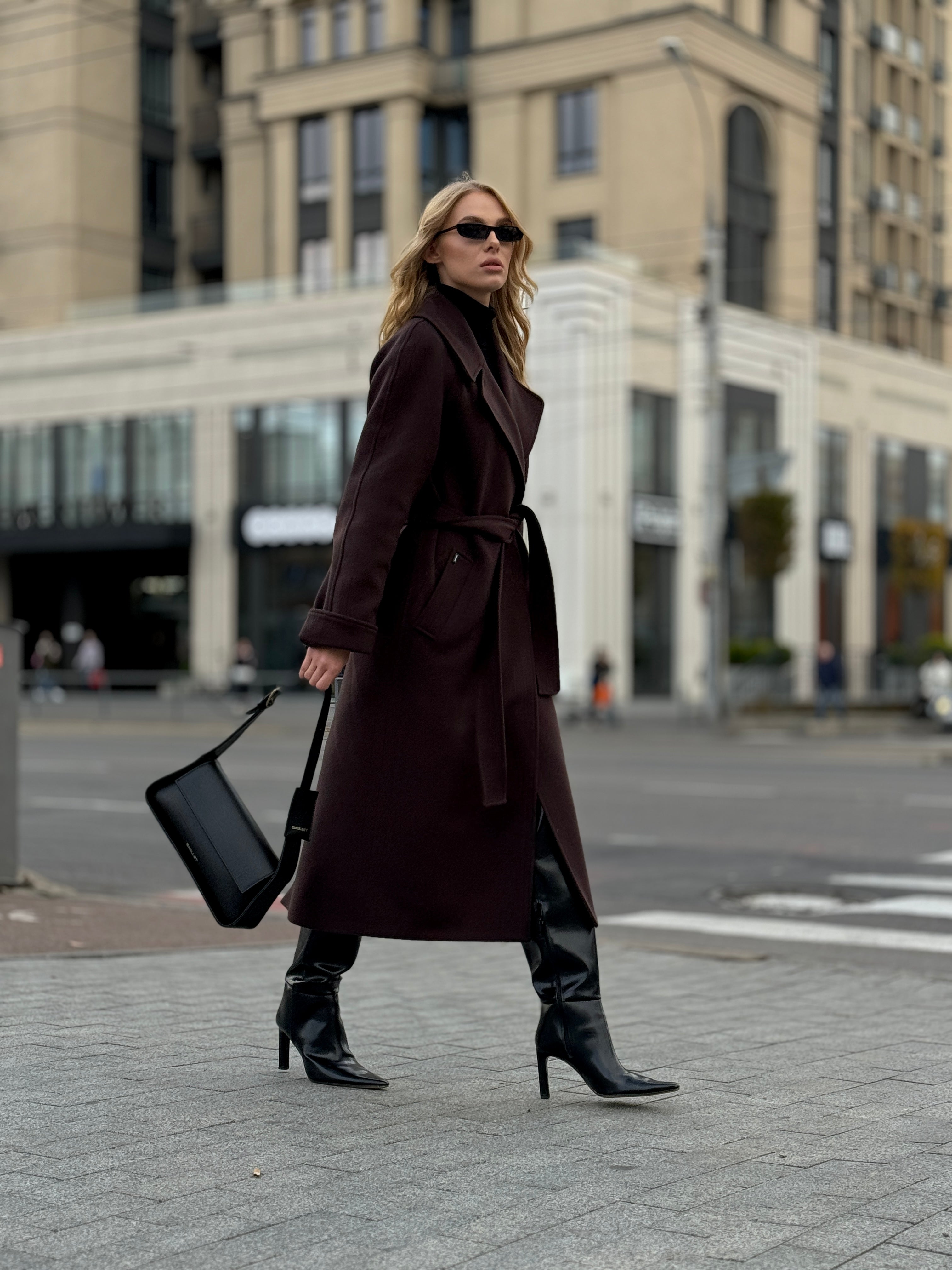 Emily Classic Wool Blend Overcoat in Rich Chocolate - Energize Trek