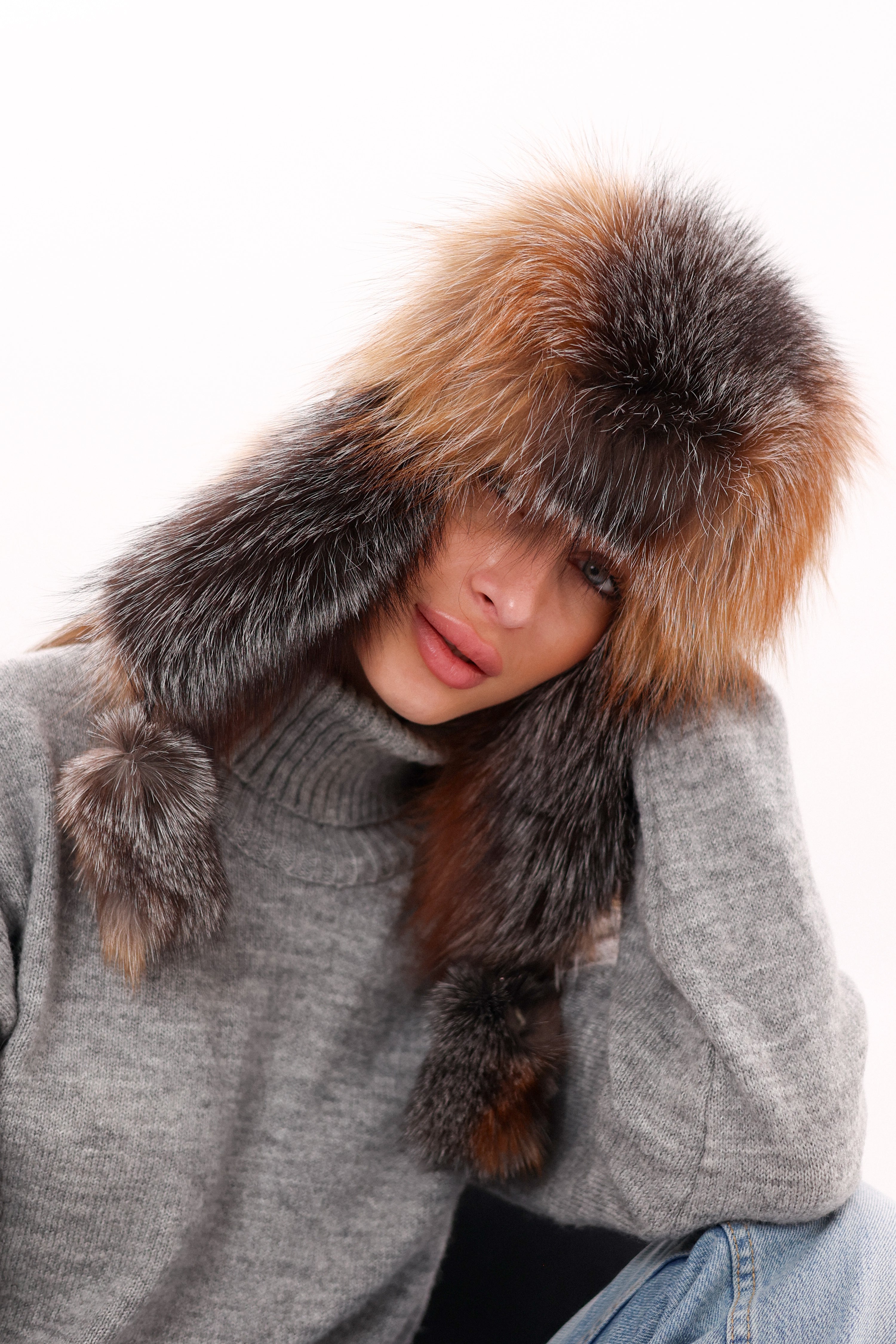 Genuine Silver Fox Fur Genuine Leather Hat - Energize Trek