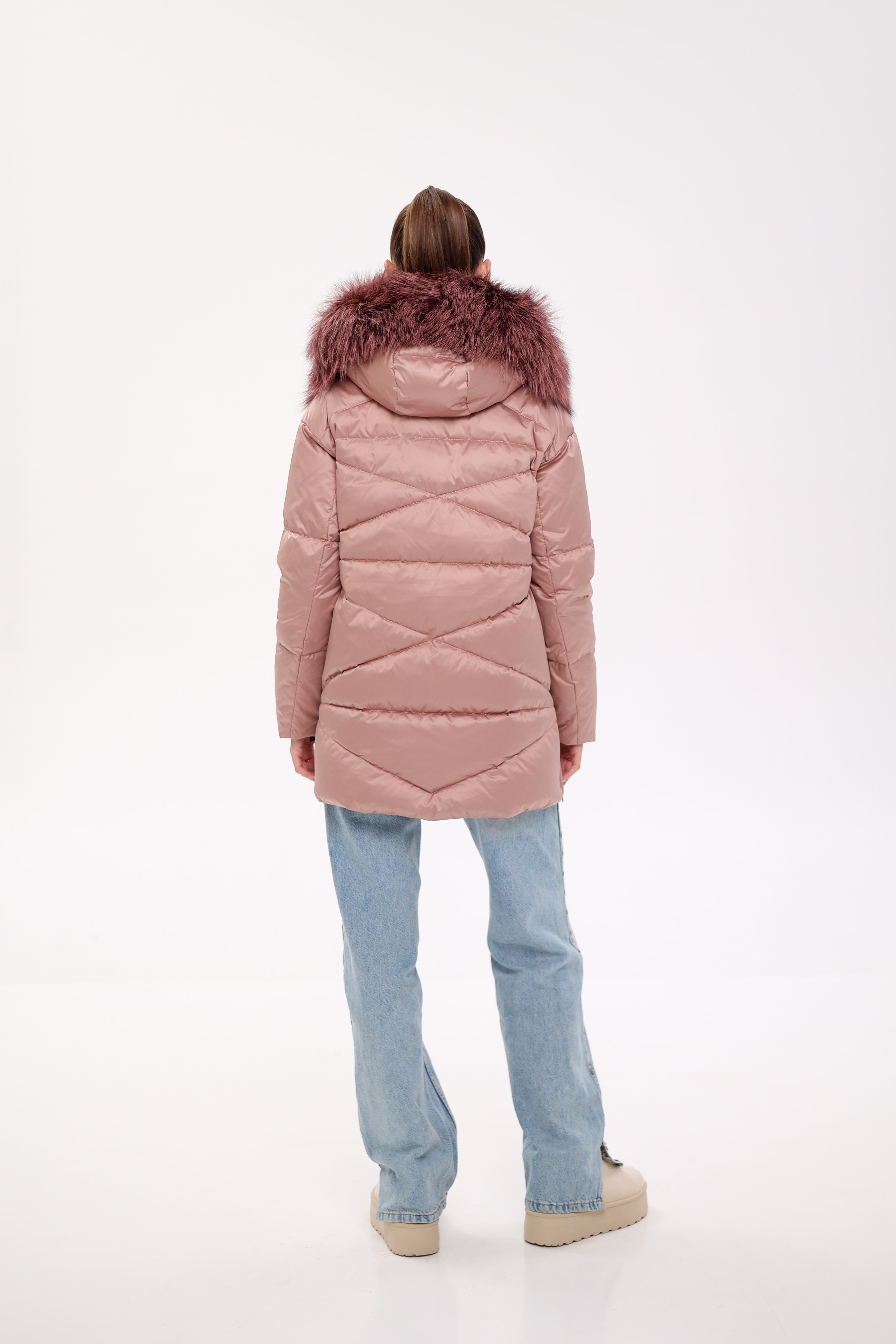 Genuine Silver Fox Fur Trim Down Insulated Parka - Energize Trek