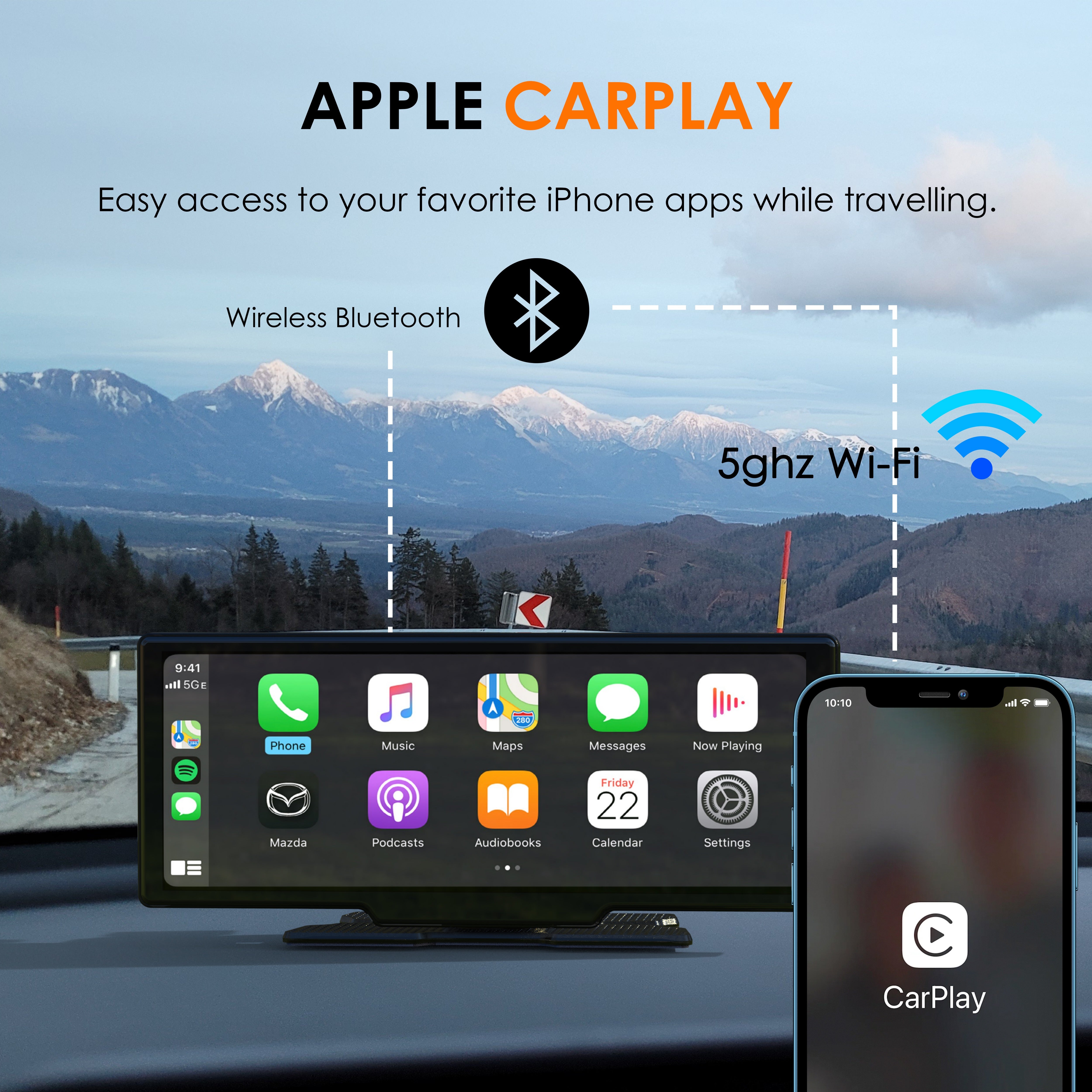 REXING CPDuo Pro – Wireless Apple CarPlay / Android Auto Receiver with 10.26-inch LCD Touchscreen - Energize Trek