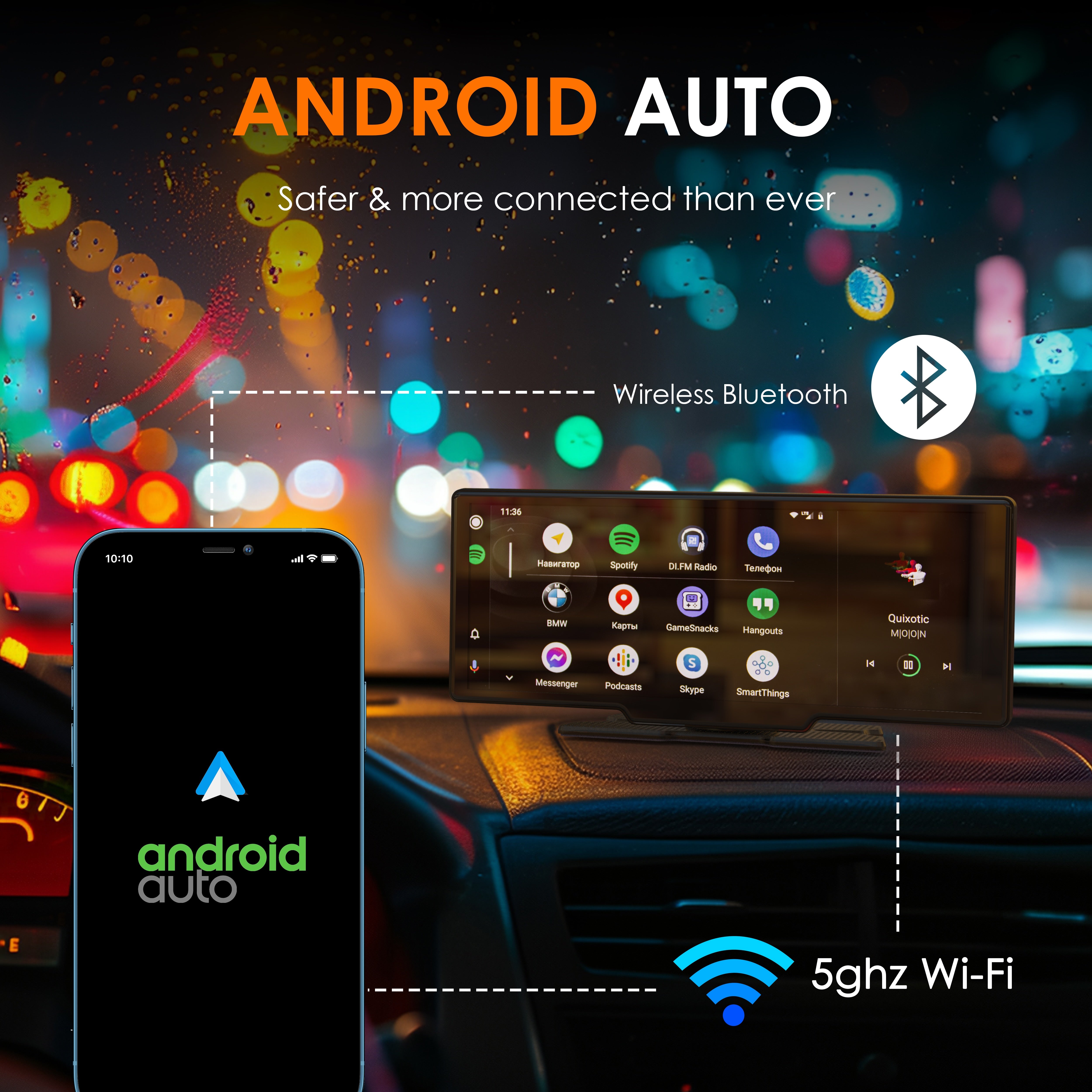 REXING CPDuo Pro – Wireless Apple CarPlay / Android Auto Receiver with 10.26-inch LCD Touchscreen - Energize Trek