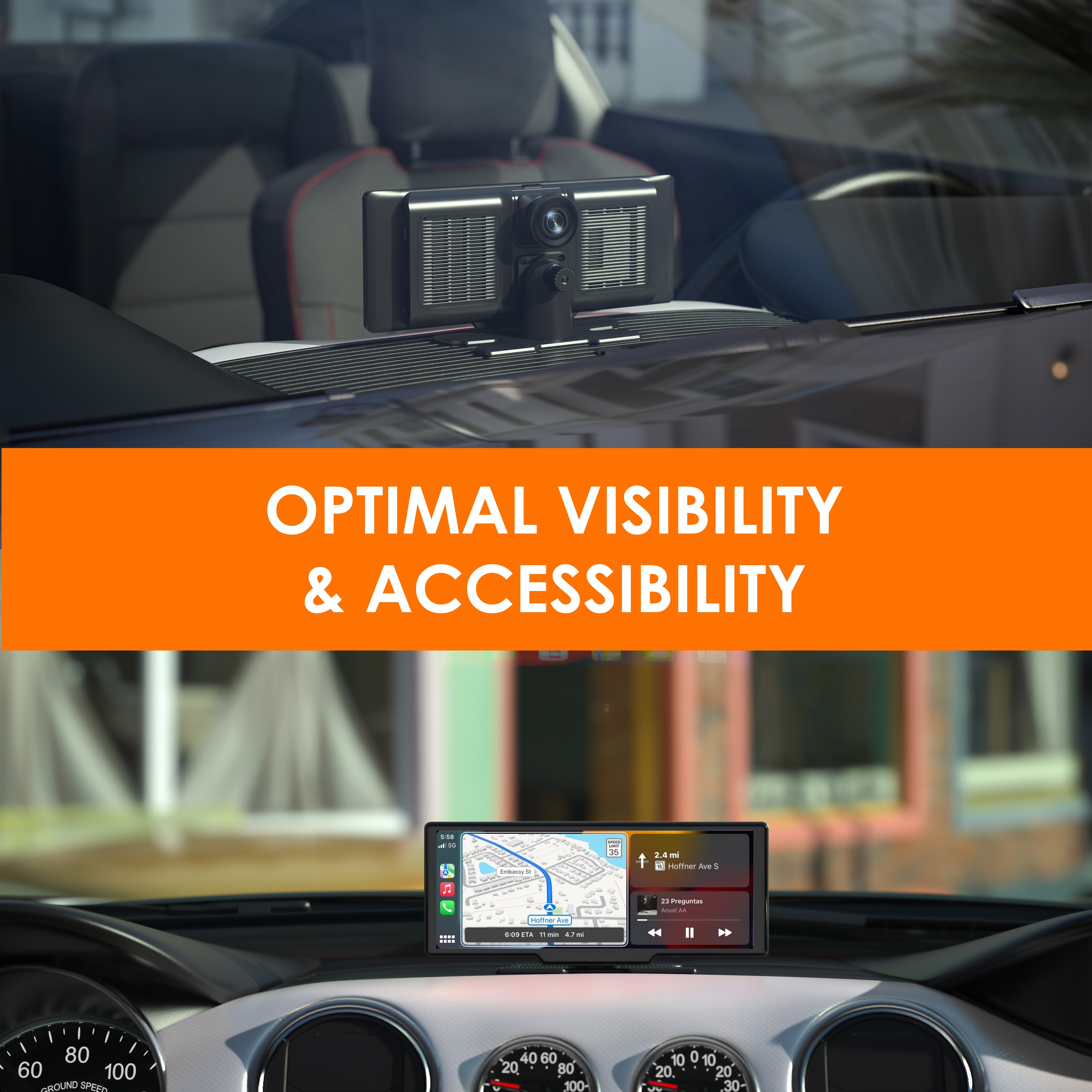 REXING CPDuo Pro – Wireless Apple CarPlay / Android Auto Receiver with 10.26-inch LCD Touchscreen - Energize Trek