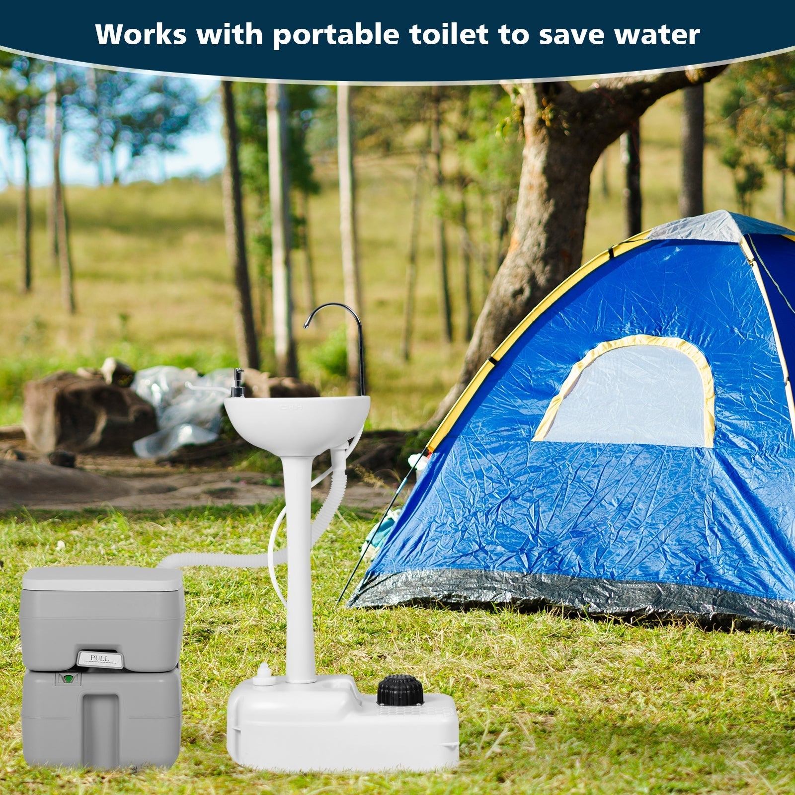 Camping Hand Wash Station Basin Stand with 4.5 Gallon Tank - Energize Trek