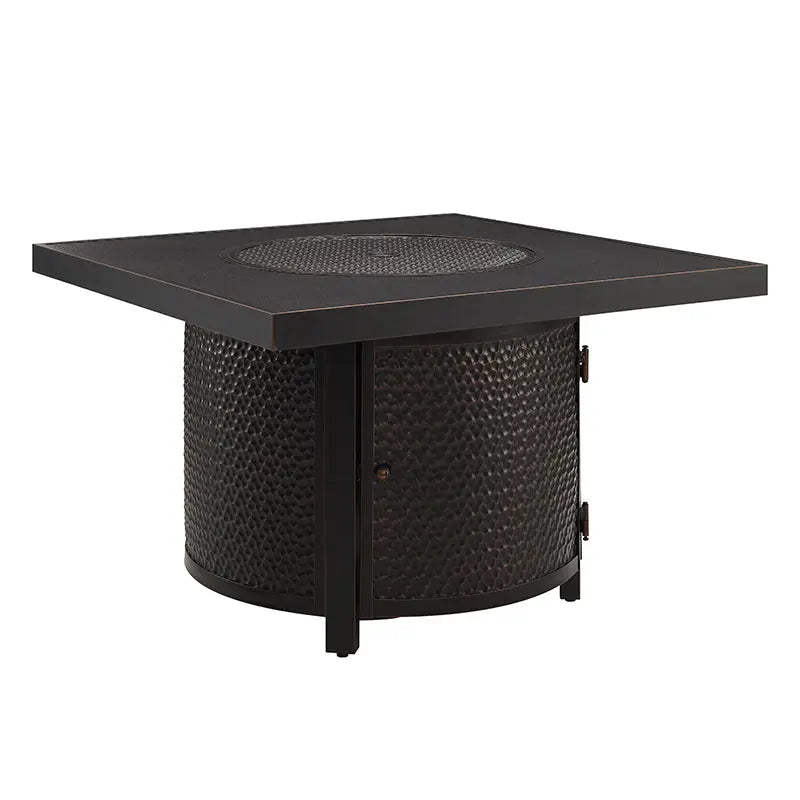 Clayton 40" Round Hammered Aluminum Convertible Gas Fire Pit Table - Energize Trek