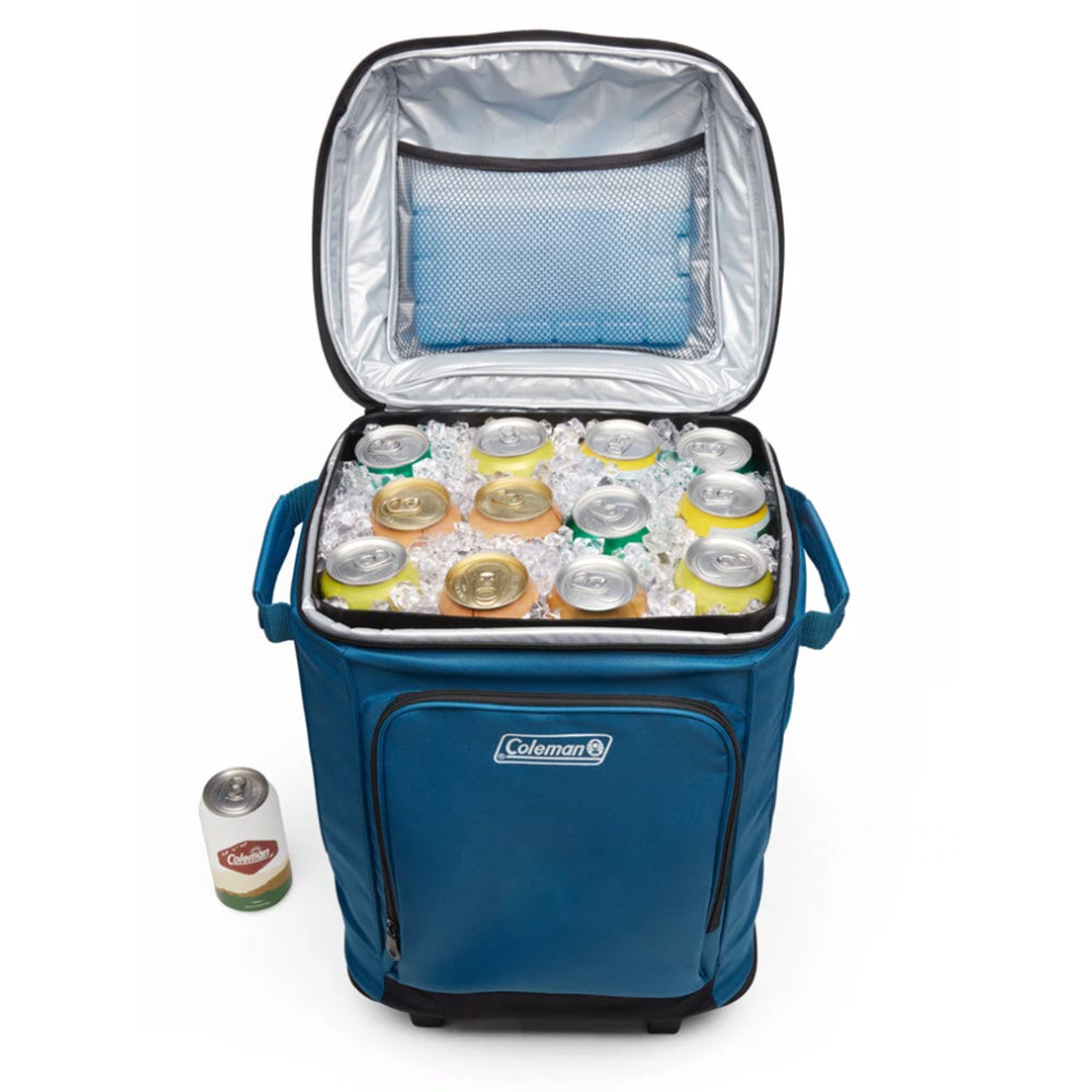 Coleman CHILLER 42Can SoftSided Portable Cooler wWheels Deep Ocean 2158120