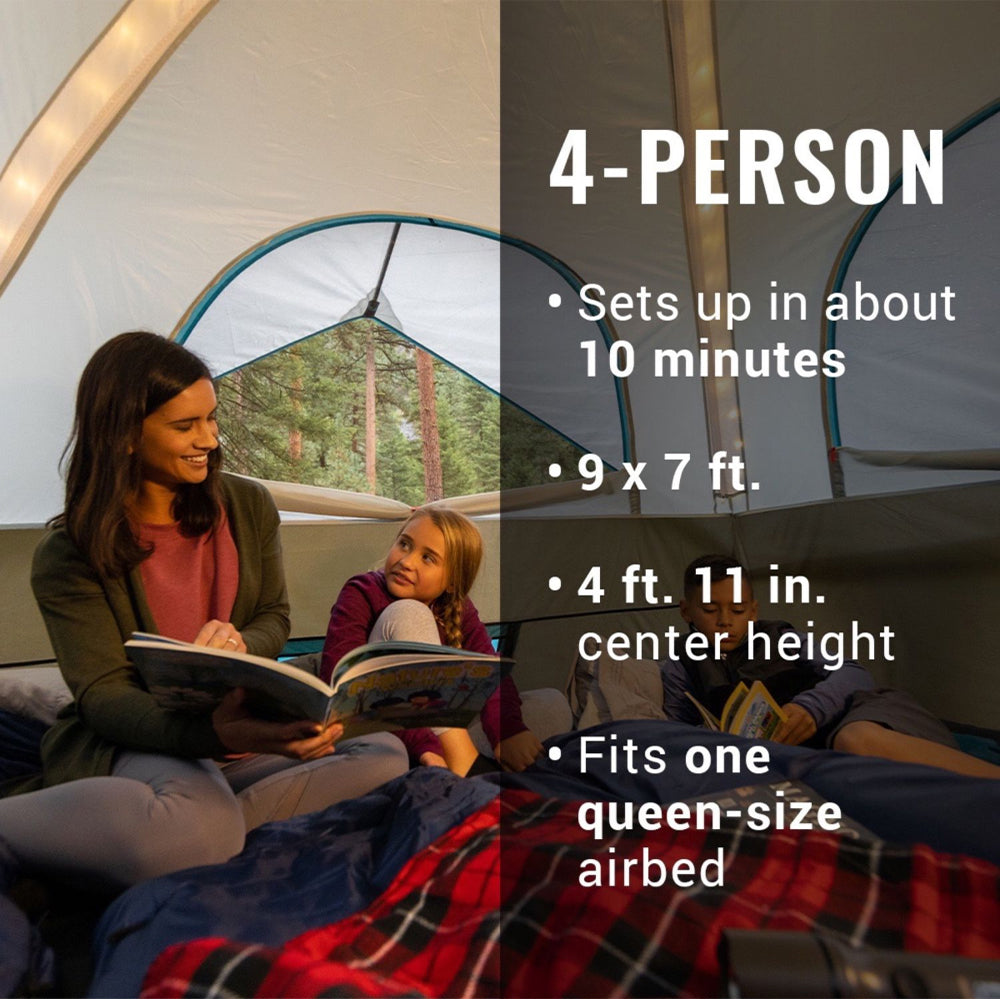 Coleman OneSource Rechargeable 4Person Camping Dome Tent wAirflow System LED Lighting 2000035457