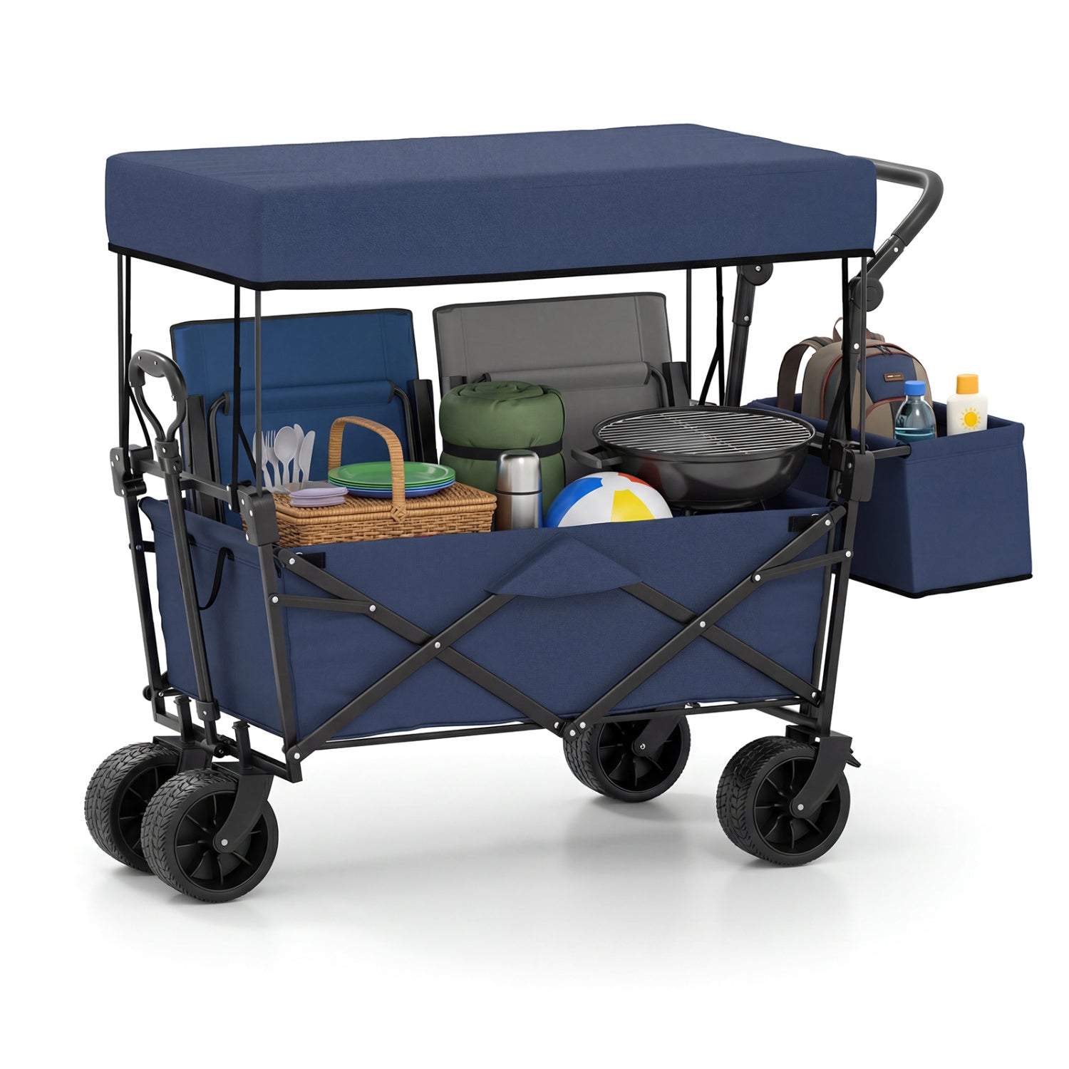 Collapsible Wagon with Removable Canopy and Detachable Storage Bag - Energize Trek