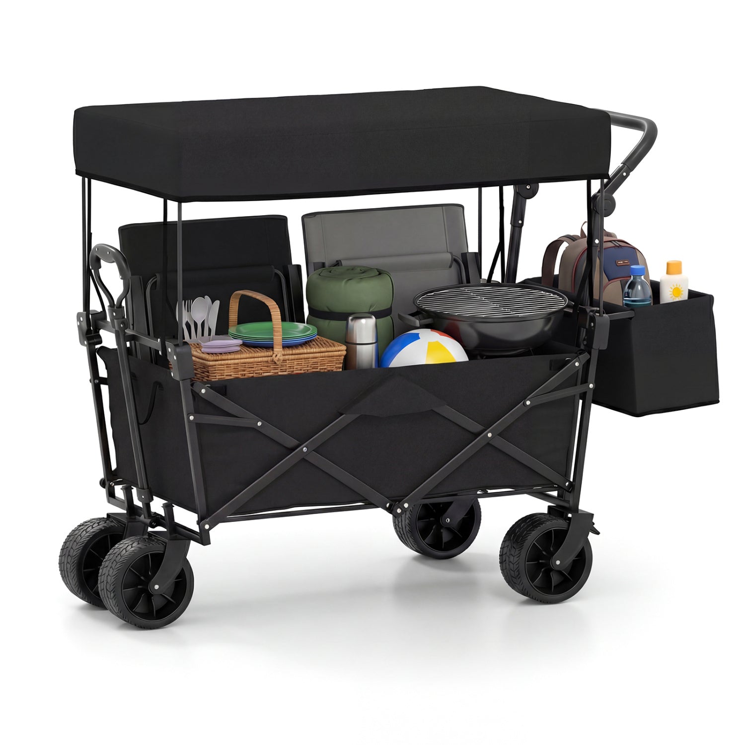 Collapsible Wagon with Removable Canopy and Detachable Storage Bag - Energize Trek