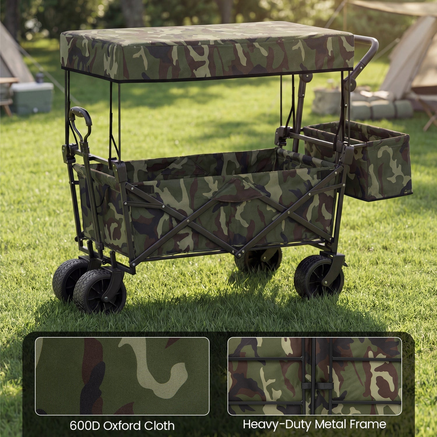 Collapsible Wagon with Removable Canopy and Detachable Storage Bag - Energize Trek
