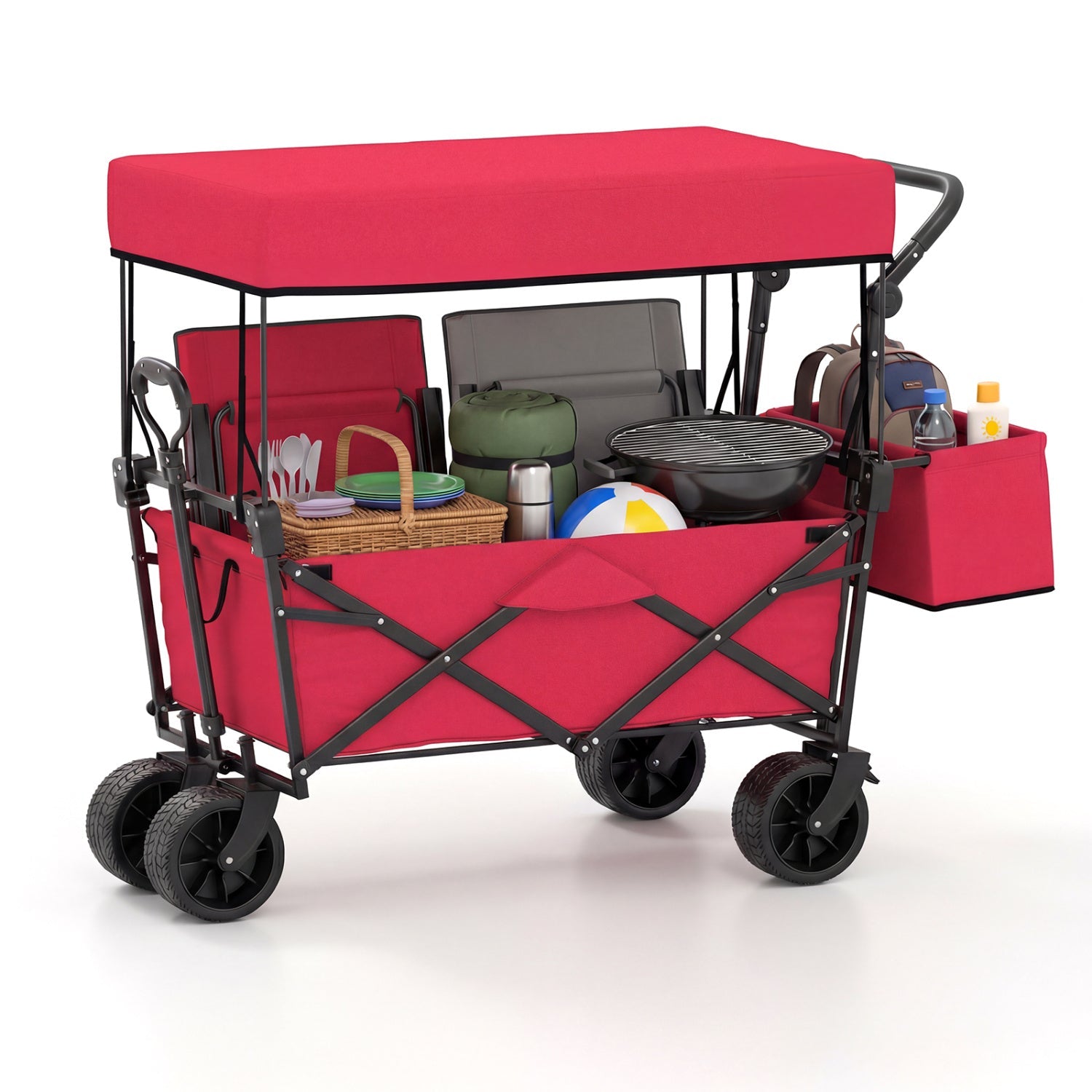 Collapsible Wagon with Removable Canopy and Detachable Storage Bag - Energize Trek