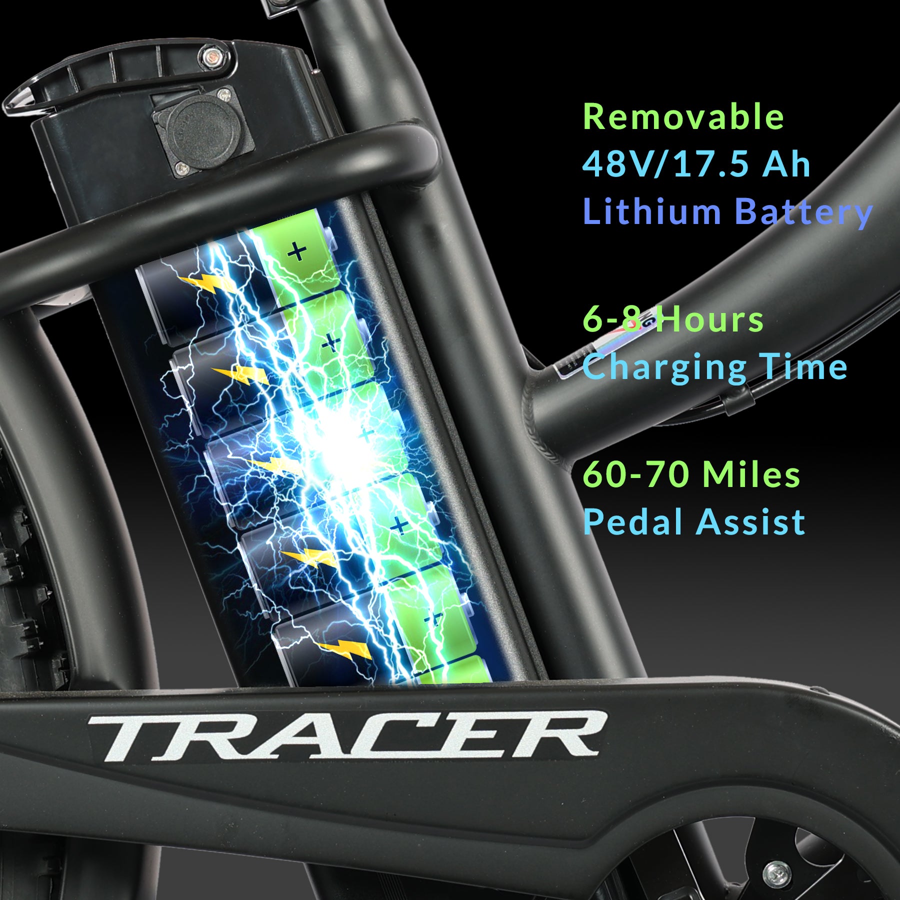 Tracer Loiter 26" Cruiser E-Bike Shimano 7-Speed Steel Frame Triple Tree Fork Disc Brake HANDLEBAR Steel Hi-Rise Hi15¡± W31.5¡± Fat Black Rims 3" 26x4.0 Tires Motor 800W Panasonic Lithium Battery 48V/17.5 Ah Li-ion Color: Blue 2299.00 - Energize Trek