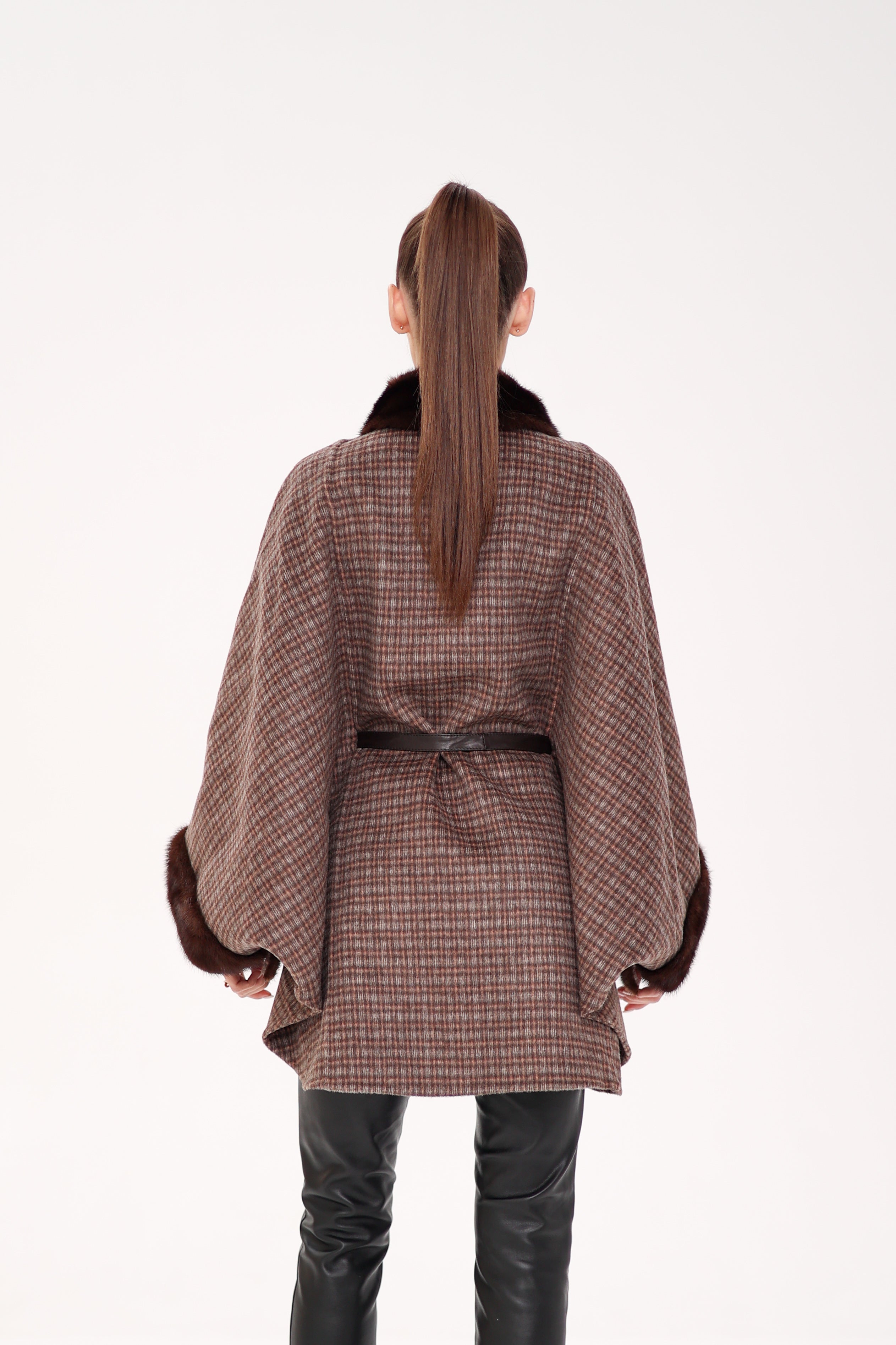 Genuine Scandinavian Mink Fur Double Face Wool Poncho - Energize Trek