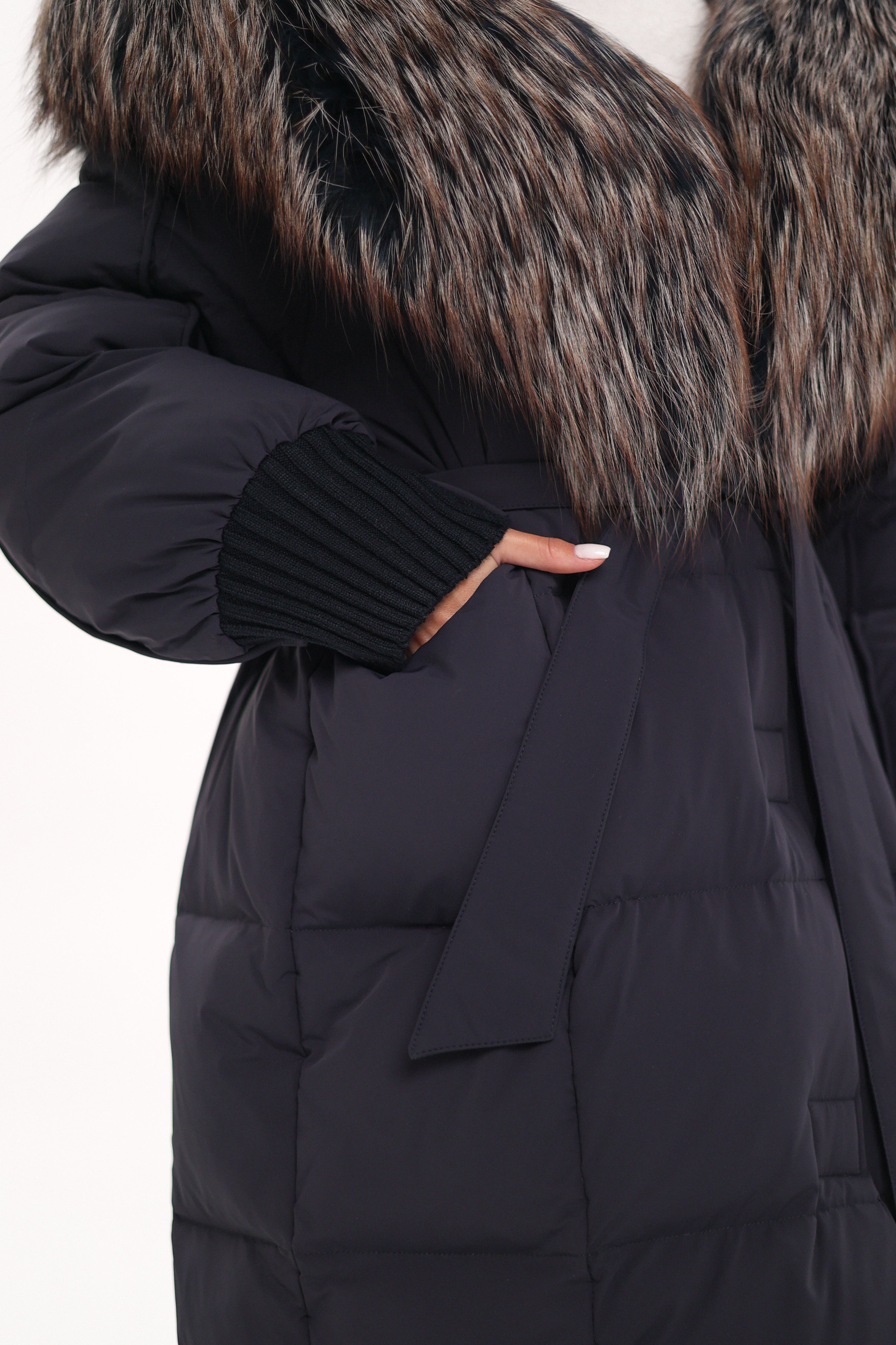 Rei Genuine Fur Trim Hooded Down Coat in Navy - Energize Trek