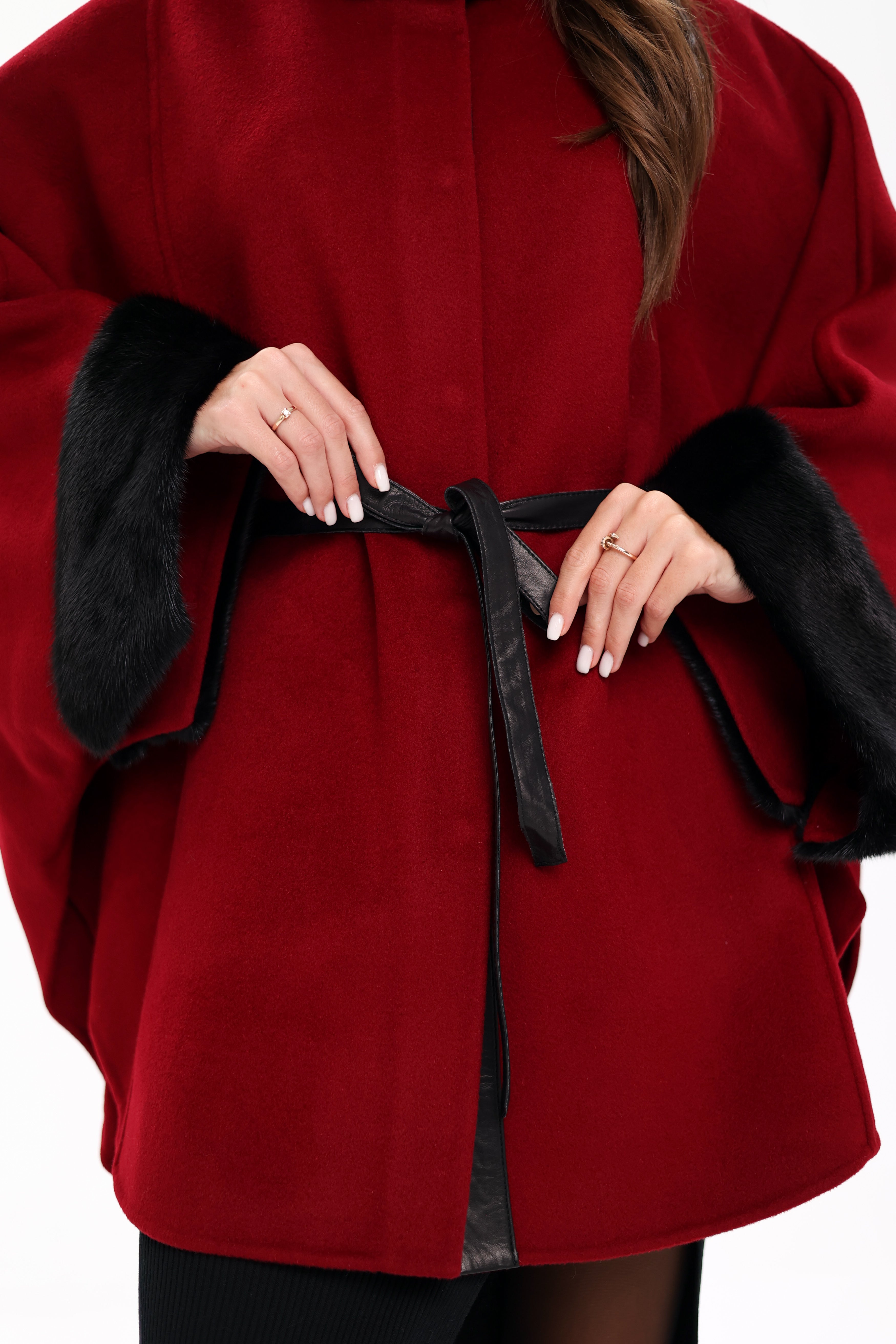Genuine Scandinavian Mink Fur Double Face Wool Poncho - Energize Trek