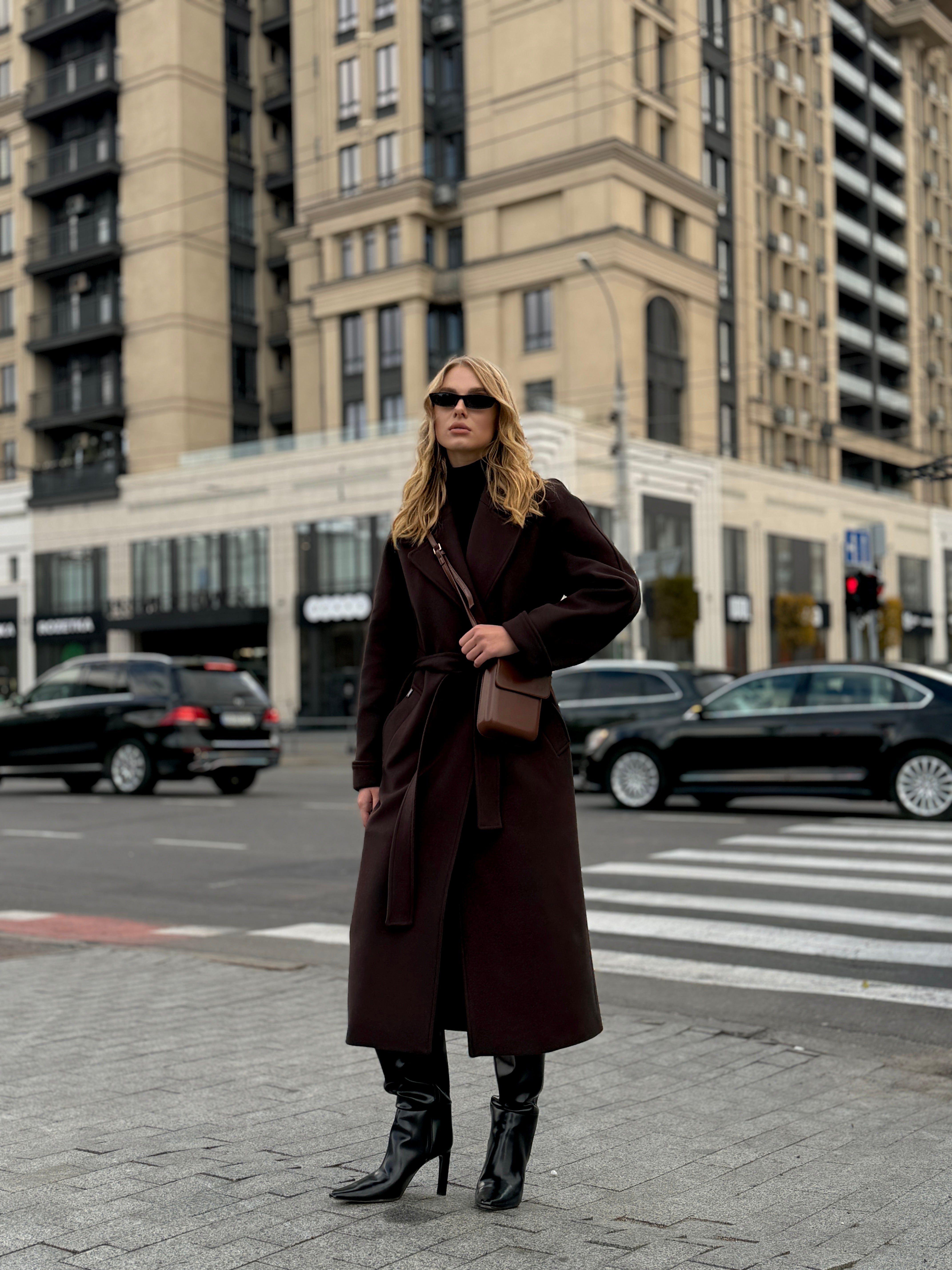 Emily Classic Wool Blend Overcoat in Rich Chocolate - Energize Trek