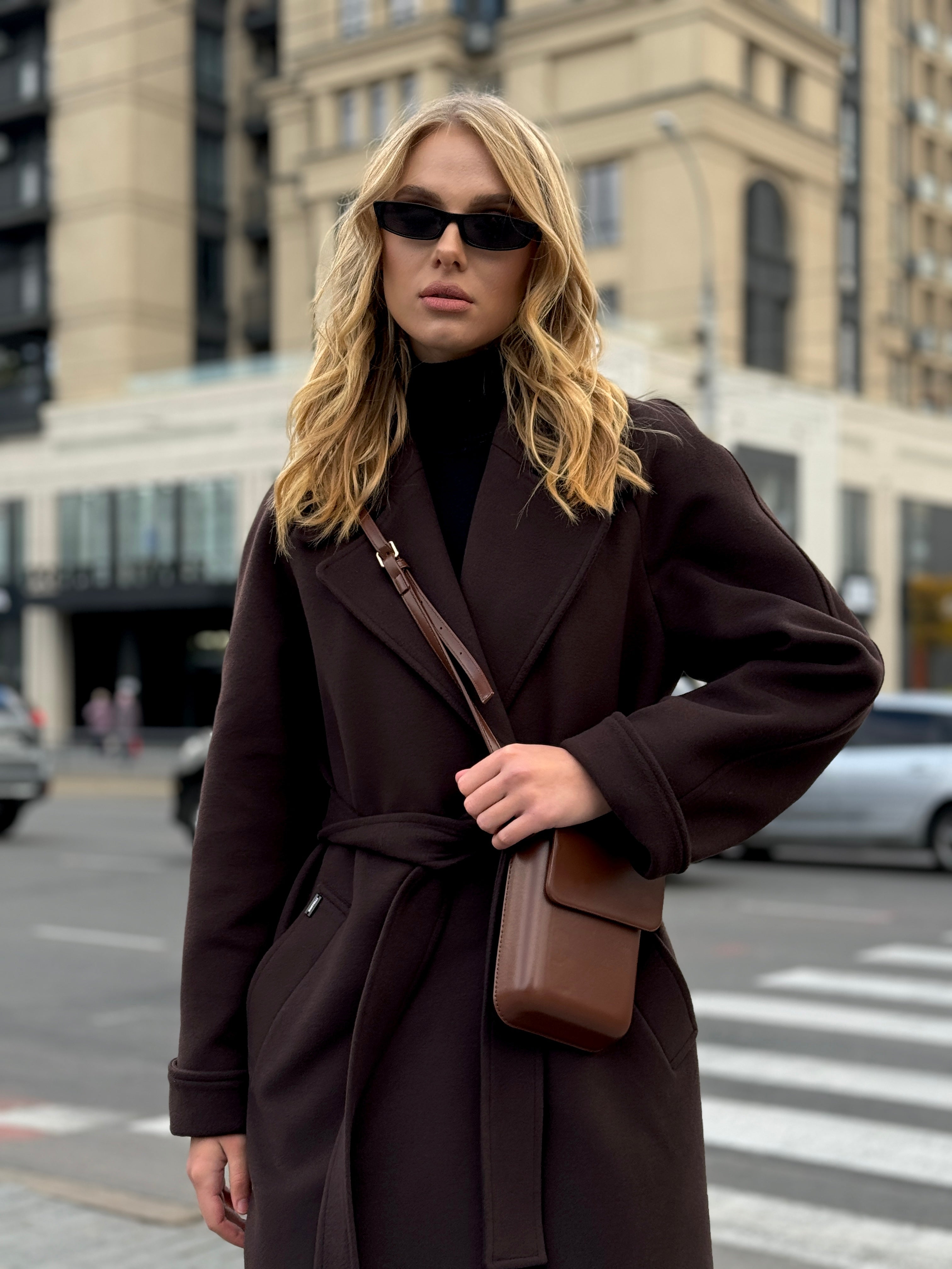 Emily Classic Wool Blend Overcoat in Rich Chocolate - Energize Trek