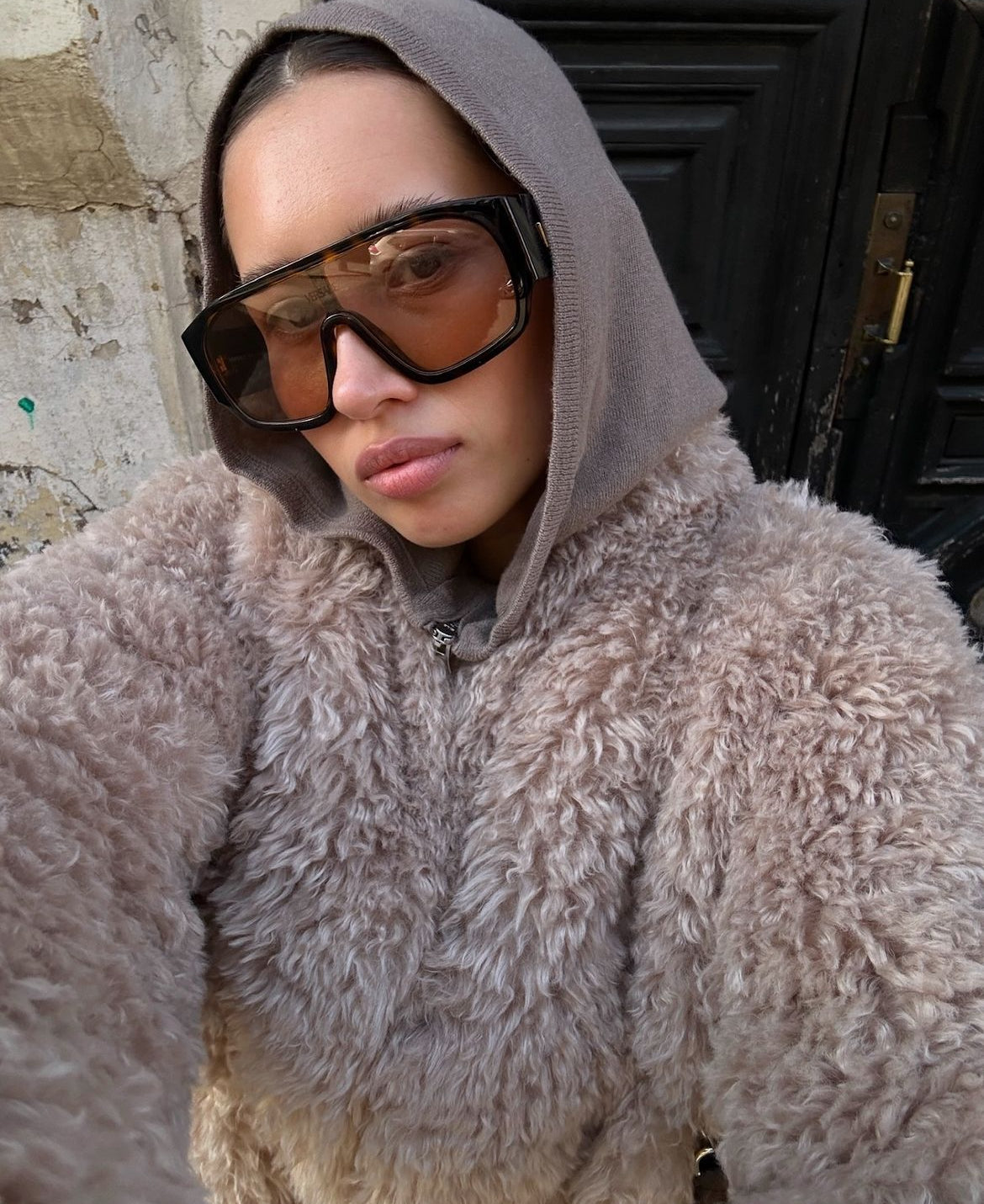 Faux Fur Coat with Leather Belt - Energize Trek