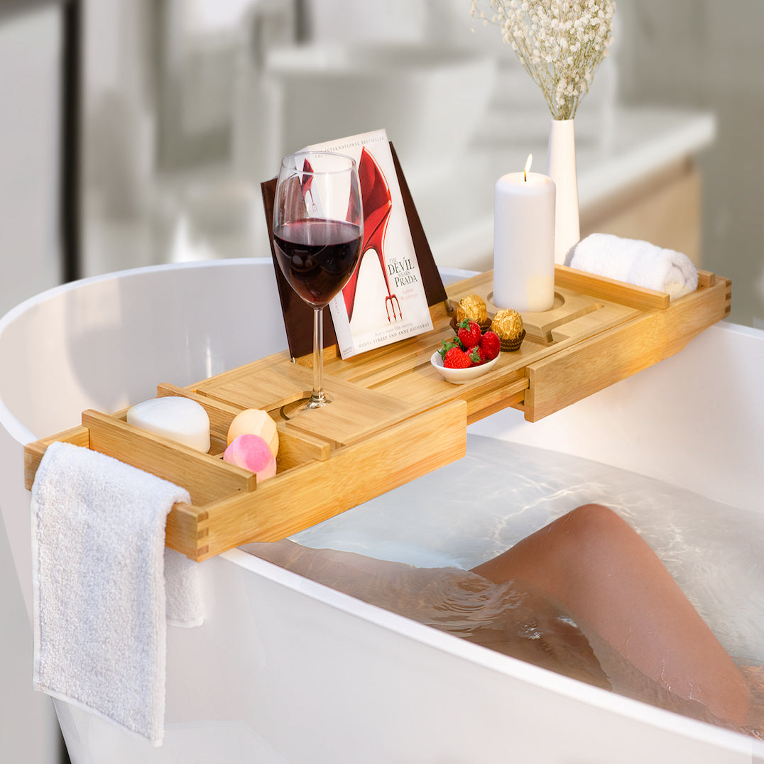 SAUNA EVOLUTION® Natural Bamboo Bathtub Caddy - Energize Trek