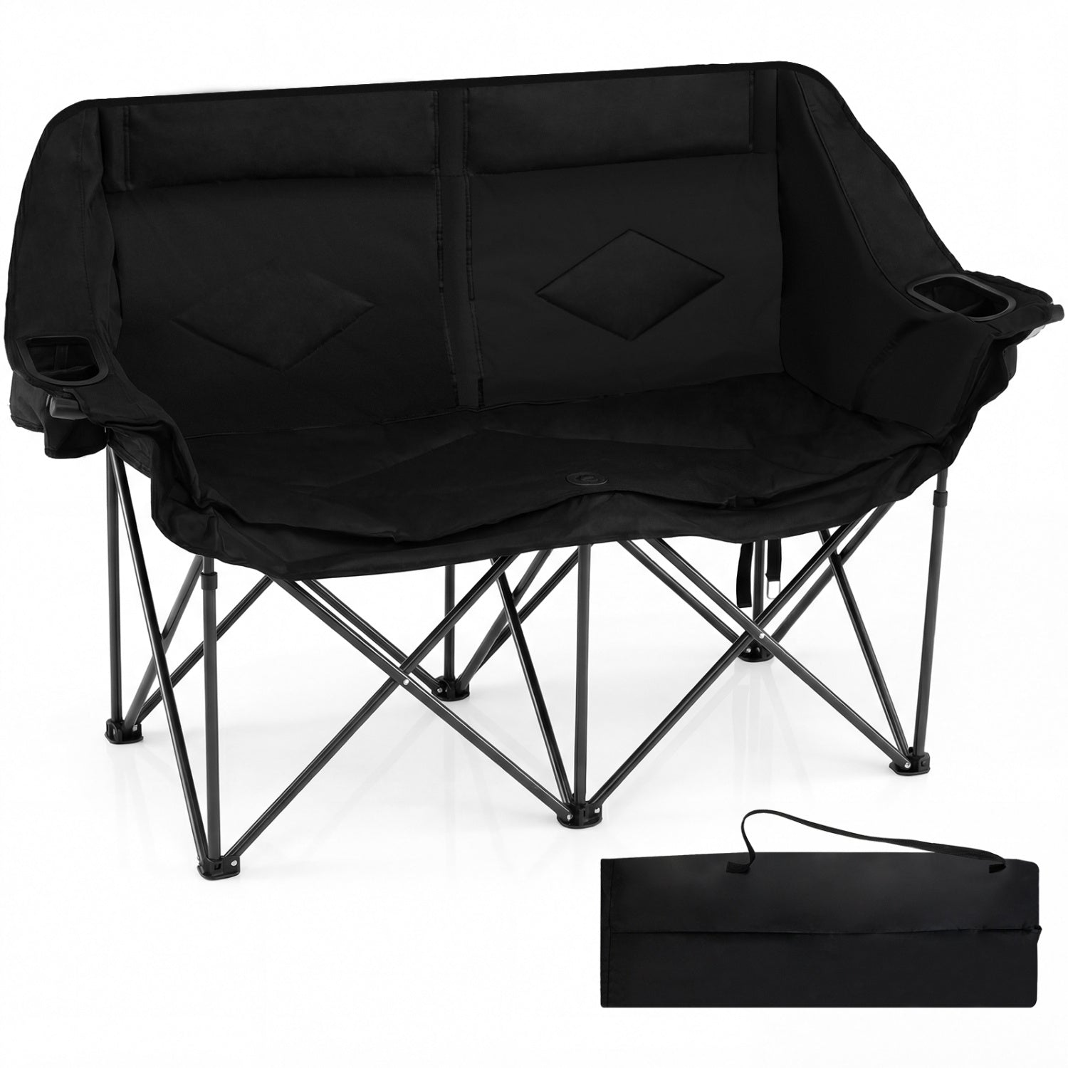 Double Camping Chair with Cup Holders Glass Racks and Mesh Pockets - Energize Trek