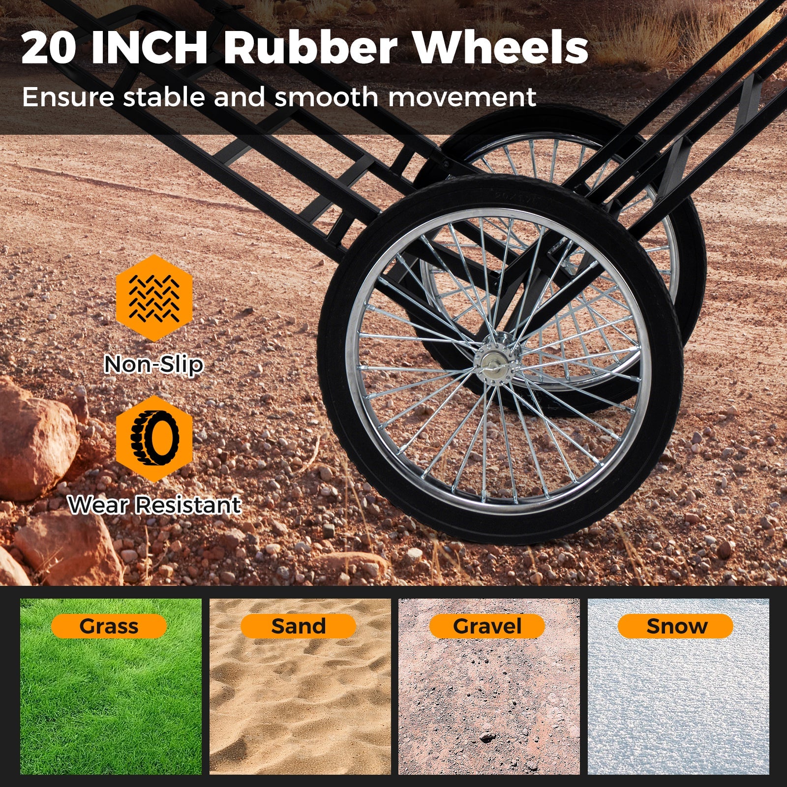 Double-Layer Deer Cart with 20 Inch Rubber Wheels - Energize Trek
