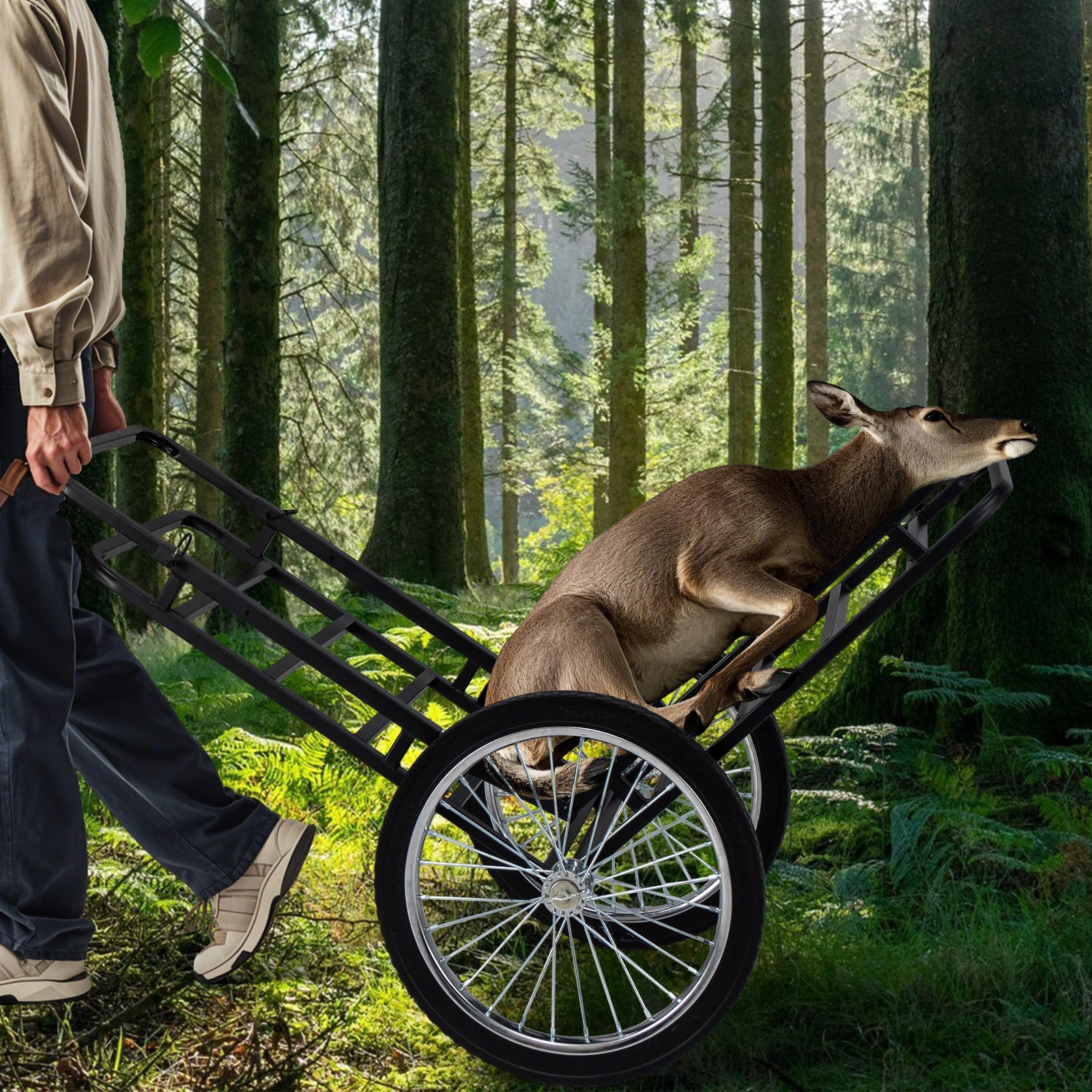 Double-Layer Deer Cart with 20 Inch Rubber Wheels - Energize Trek