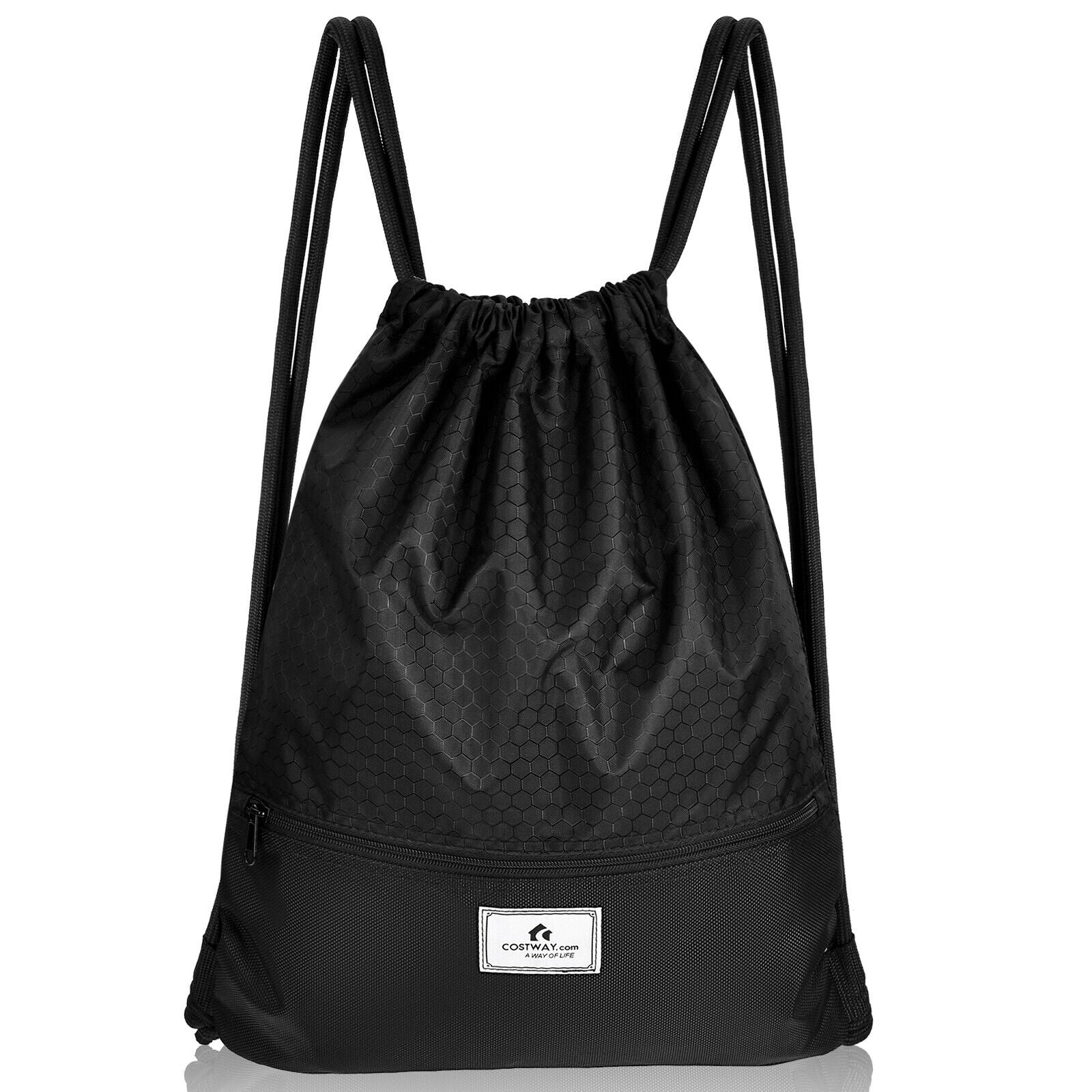 Drawstring Backpack String Bag Foldable Sports Sack with Zipper Pocket - Energize Trek