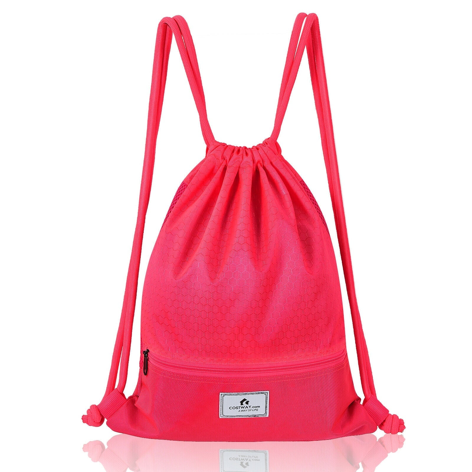 Drawstring Backpack String Bag Foldable Sports Sack with Zipper Pocket - Energize Trek