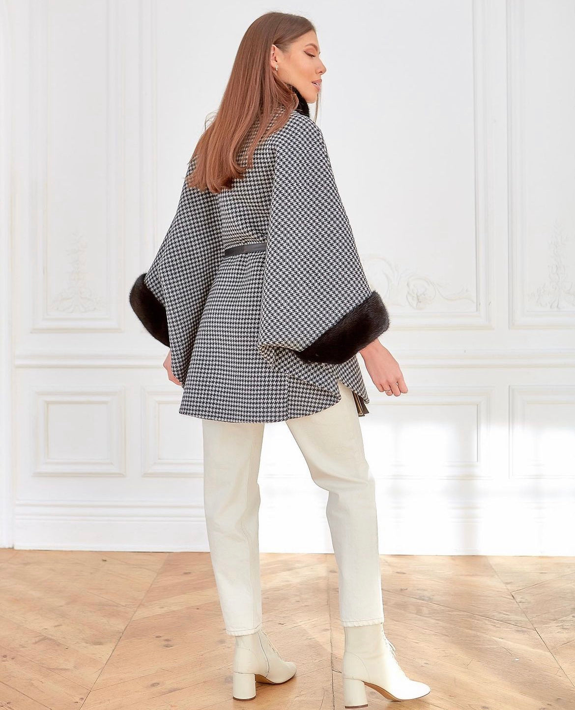 Genuine Scandinavian Mink Fur Virgin Wool Poncho - Energize Trek