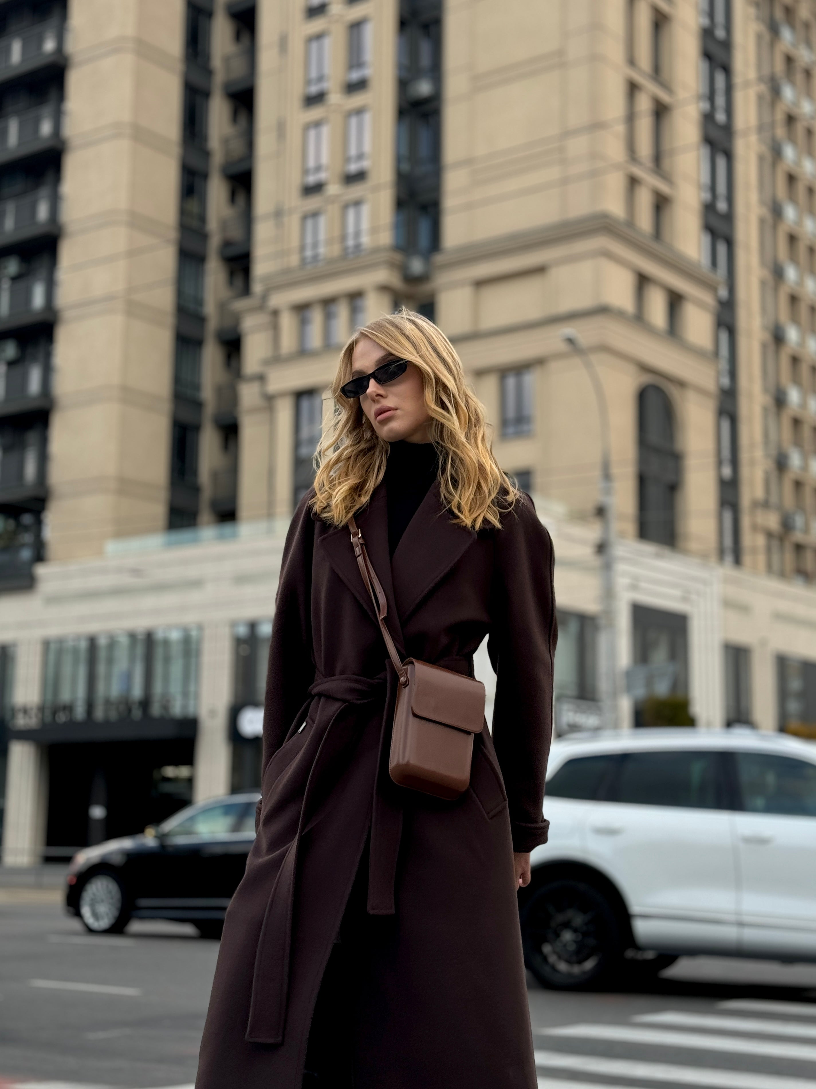 Emily Classic Wool Blend Overcoat in Rich Chocolate - Energize Trek