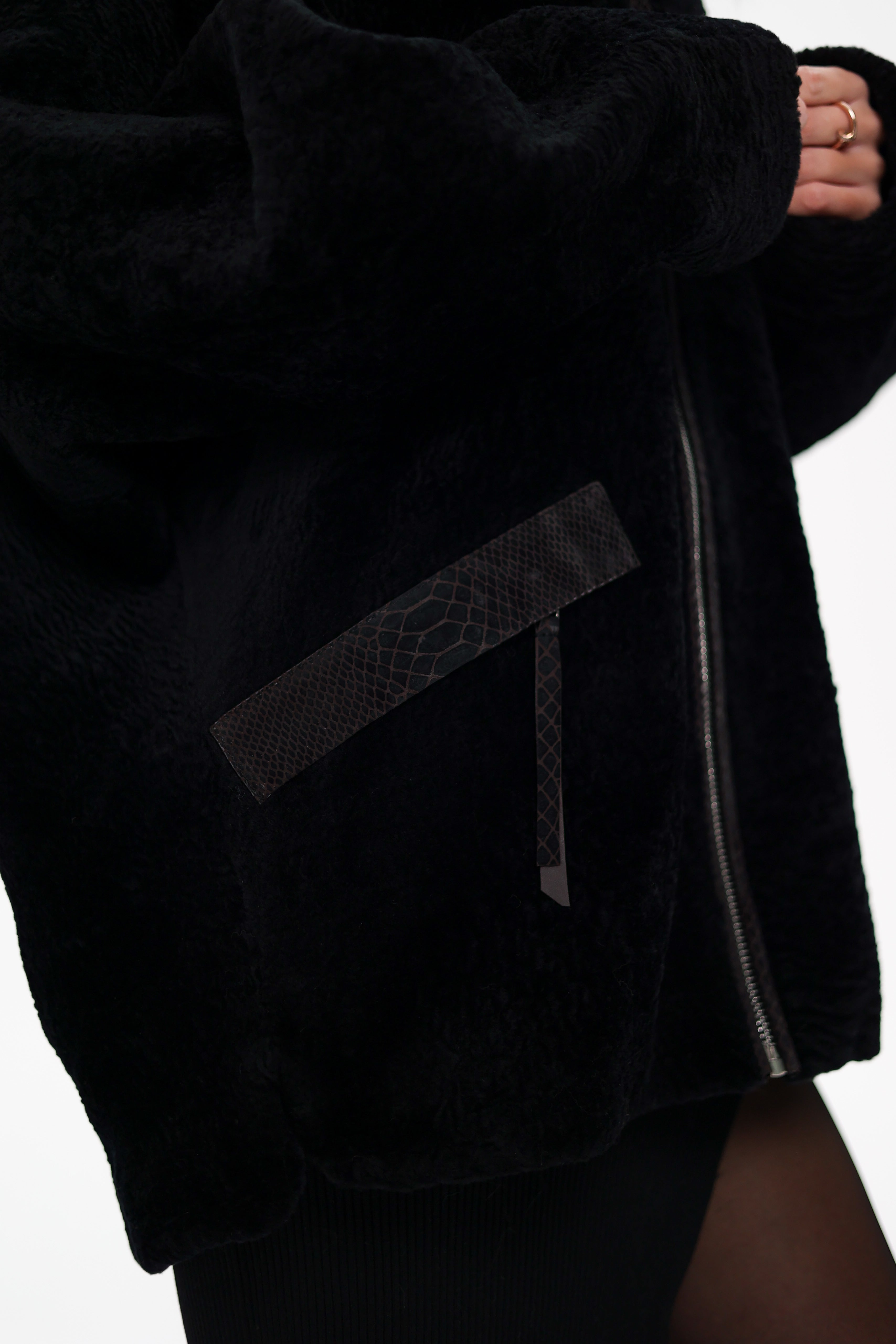 Palermo Genuine Astrakhan Silver Fox Trim Coat - Energize Trek