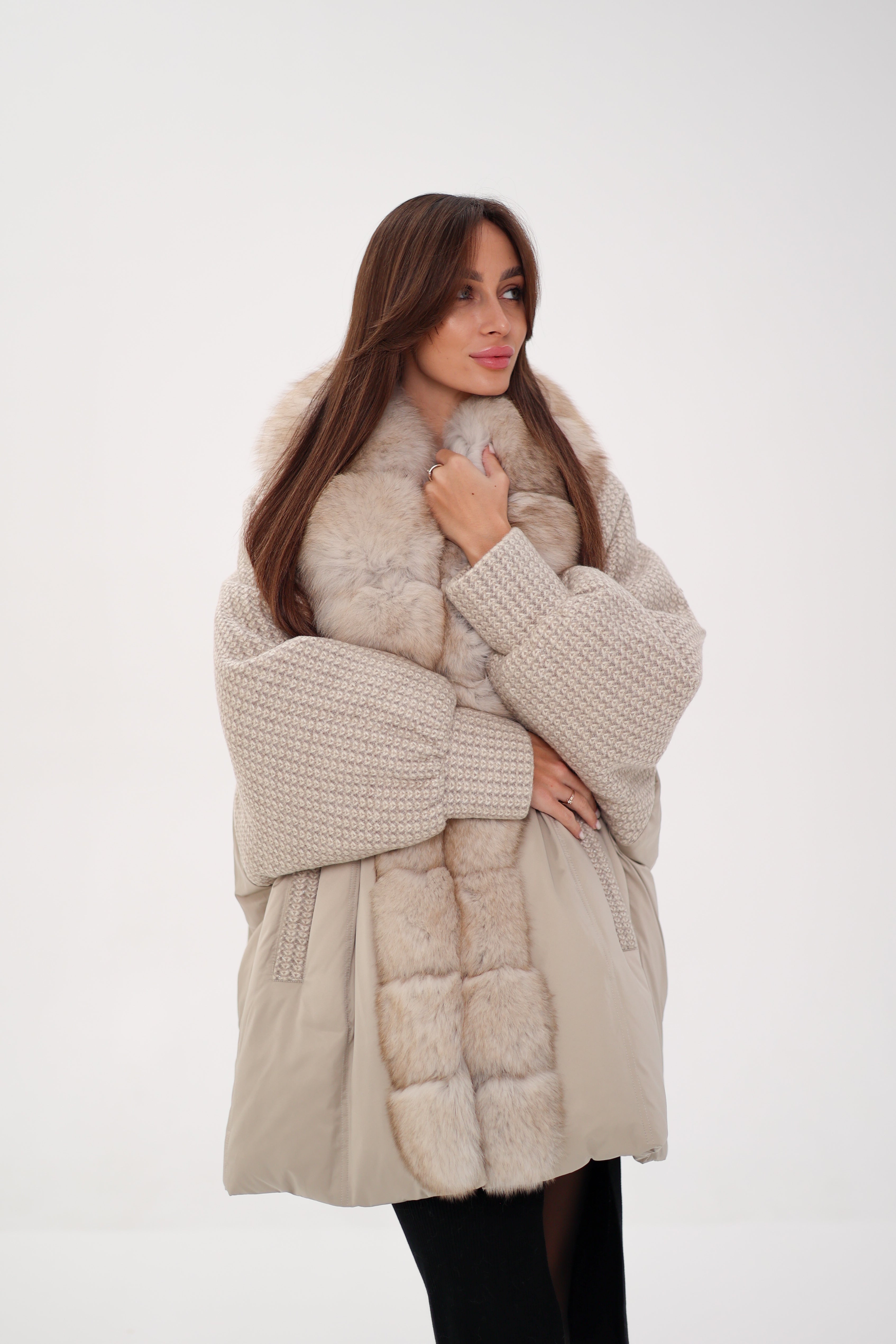 Genuine Polar Fox Boucle Down Coat - Energize Trek