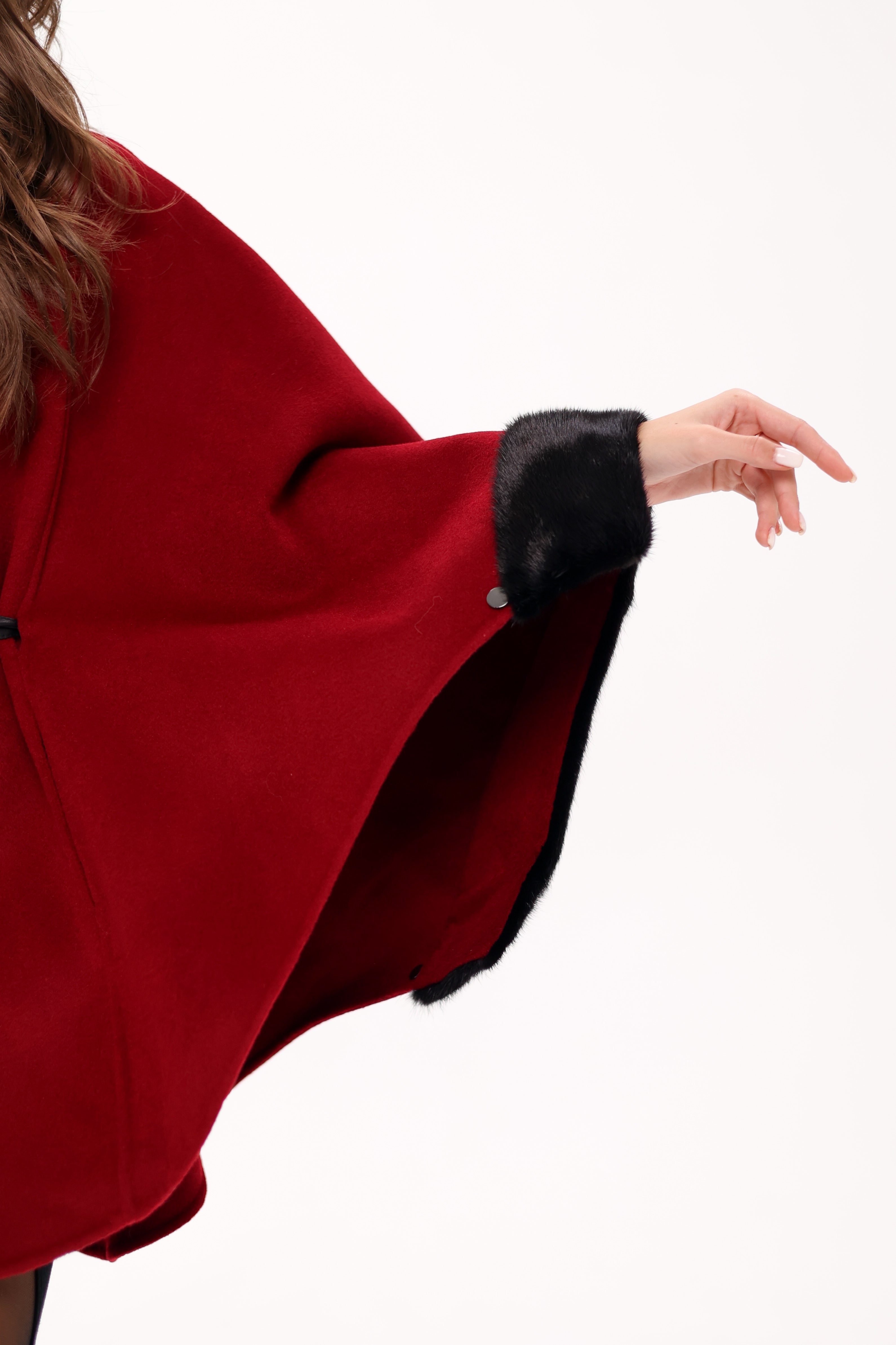 Genuine Scandinavian Mink Fur Double Face Wool Poncho - Energize Trek