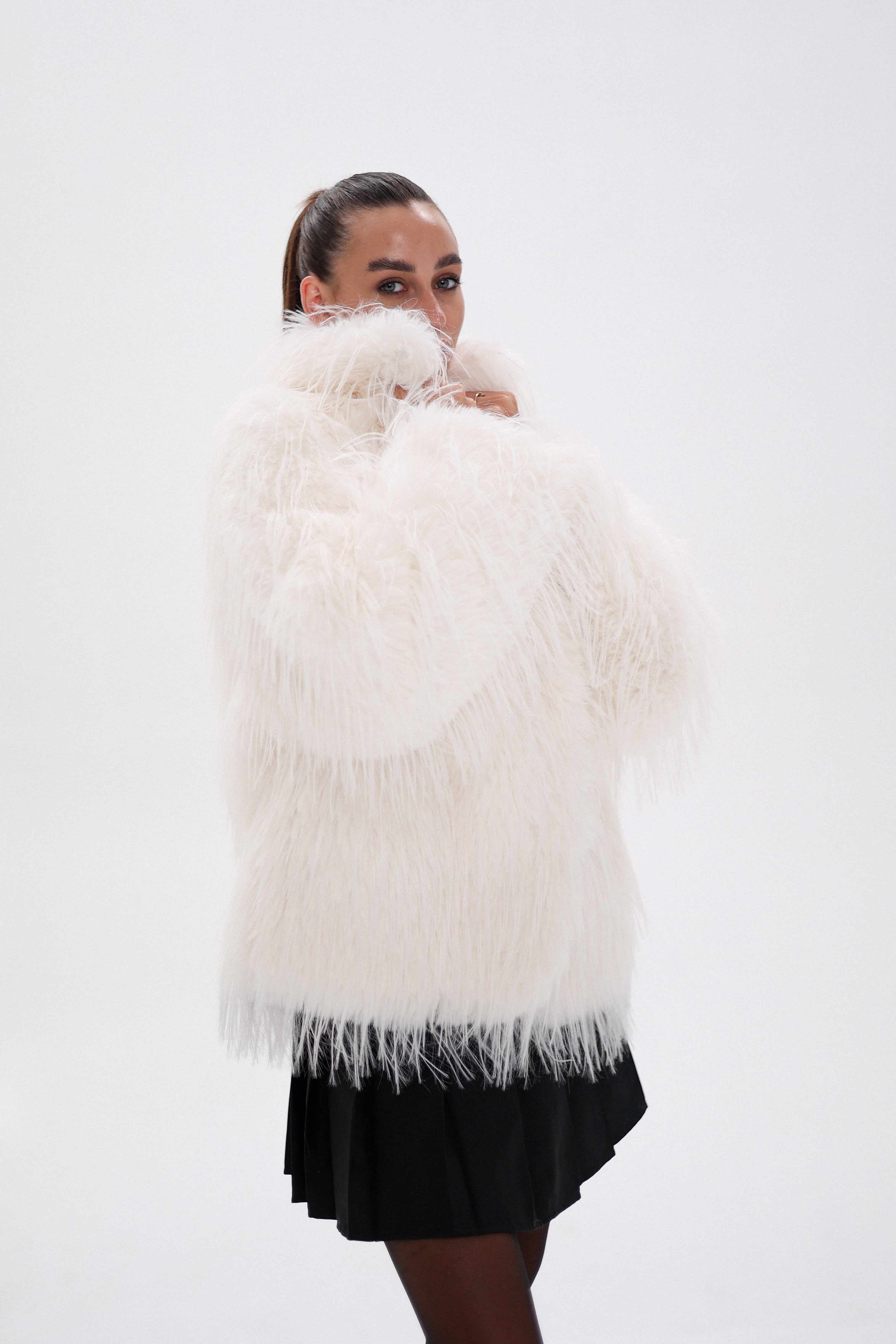 Faux Ostrich Luxe Wool Blend Coat - Energize Trek