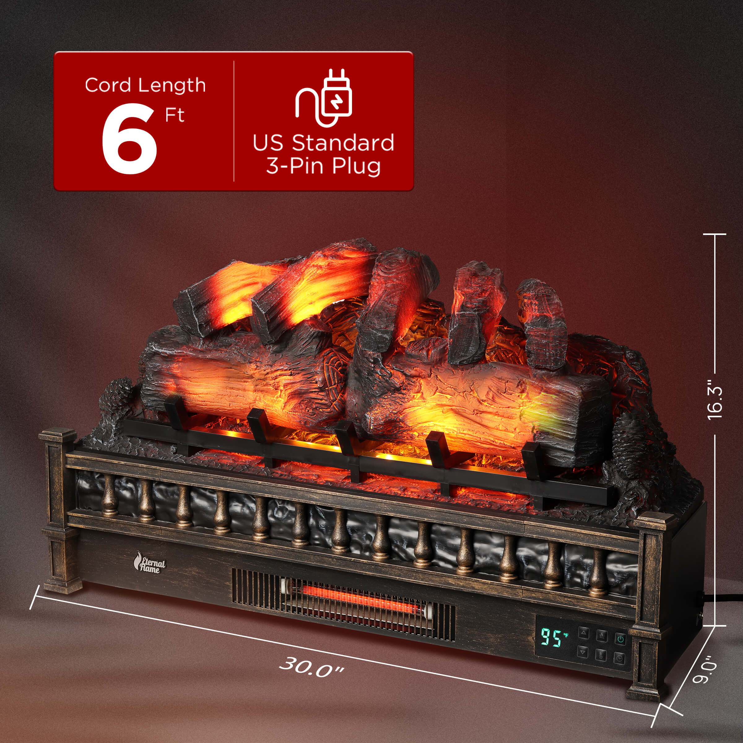 Eternal Flame EF30-PB Electric Fireplace Logs - Energize Trek