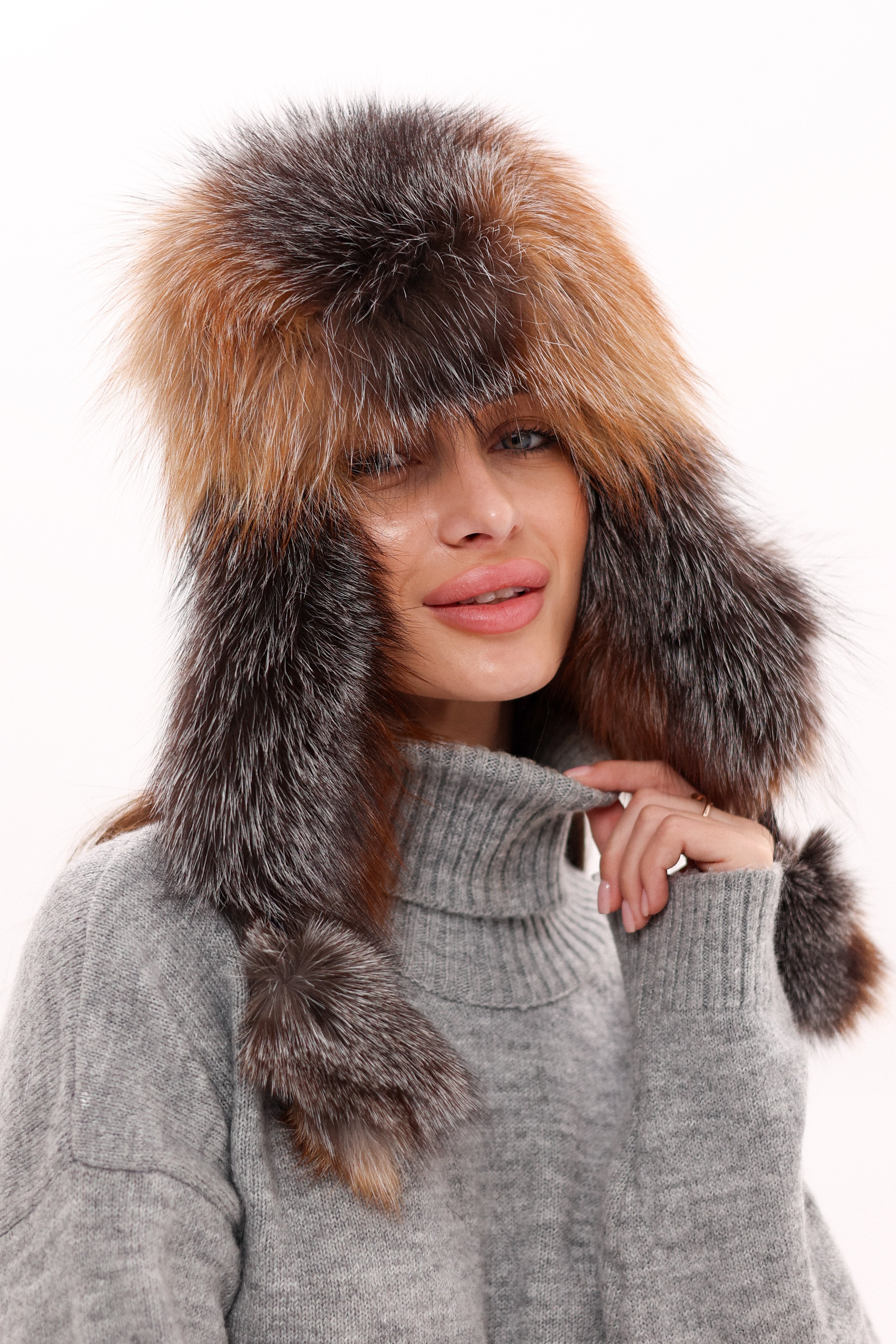 Genuine Silver Fox Fur Genuine Leather Hat - Energize Trek