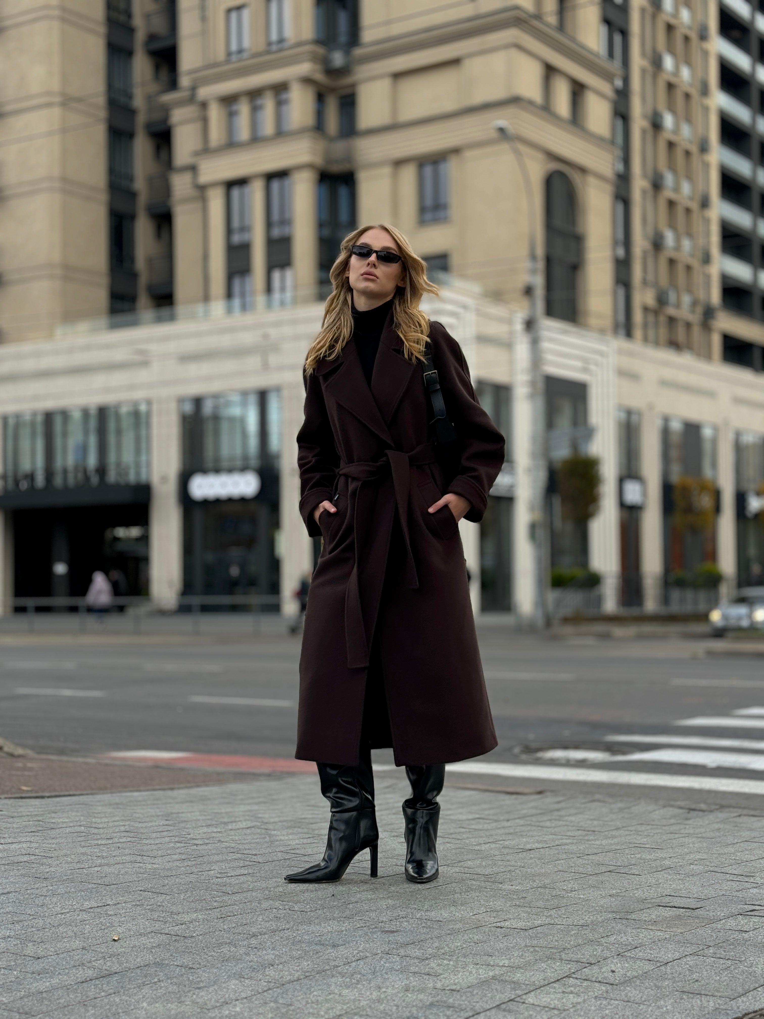 Emily Classic Wool Blend Overcoat in Rich Chocolate - Energize Trek