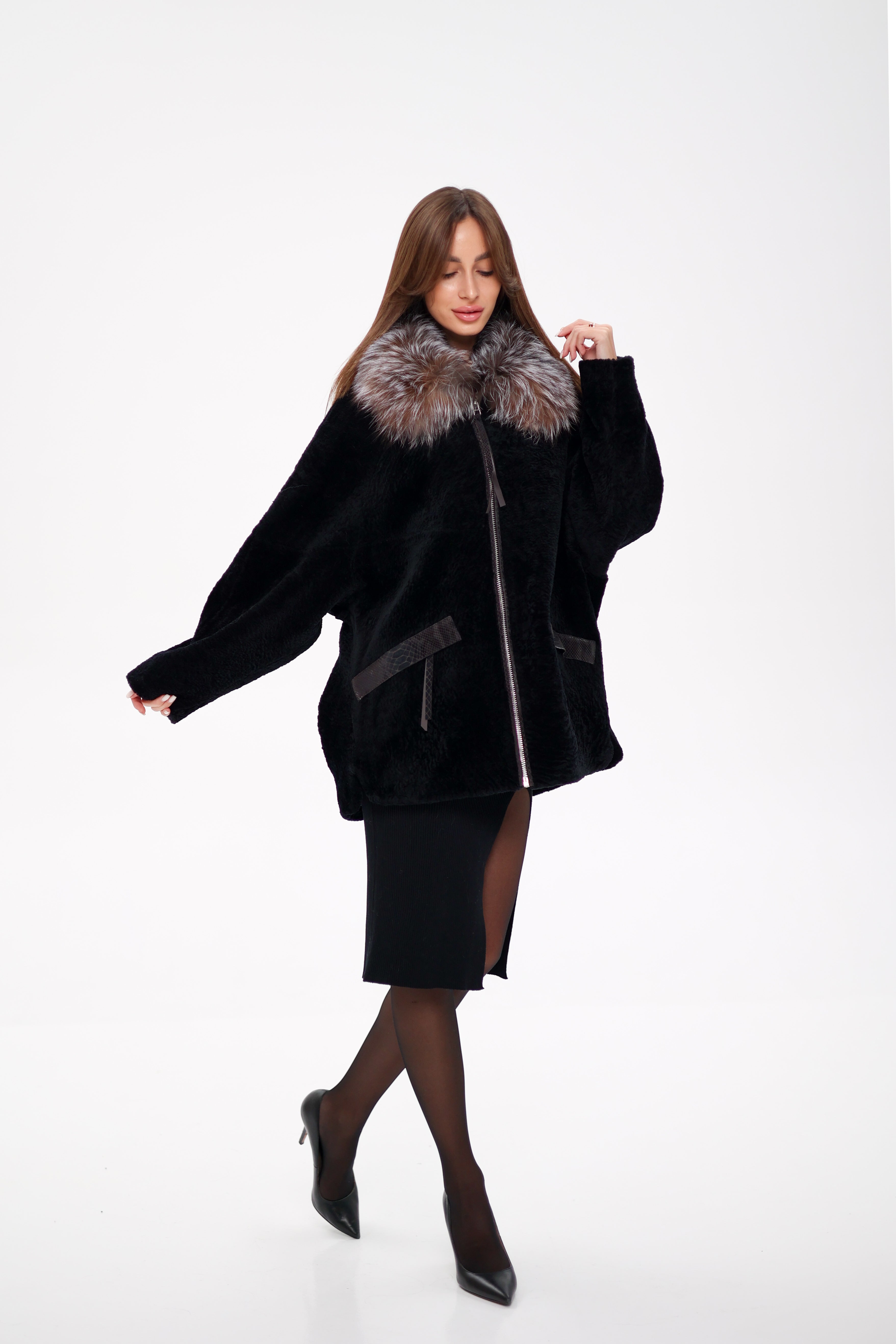 Palermo Genuine Astrakhan Silver Fox Trim Coat - Energize Trek