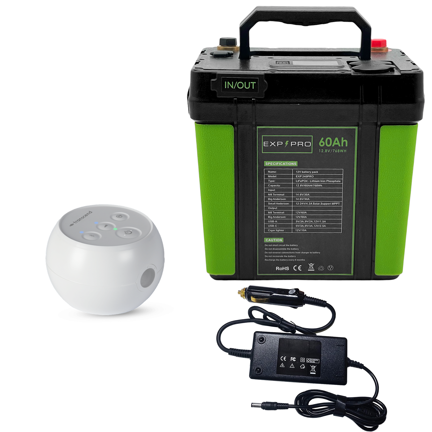 EXP240PRO CPAP Battery with DC Cord | Portable, Solar Rechargeable LiFePO4 Battery - Energize Trek