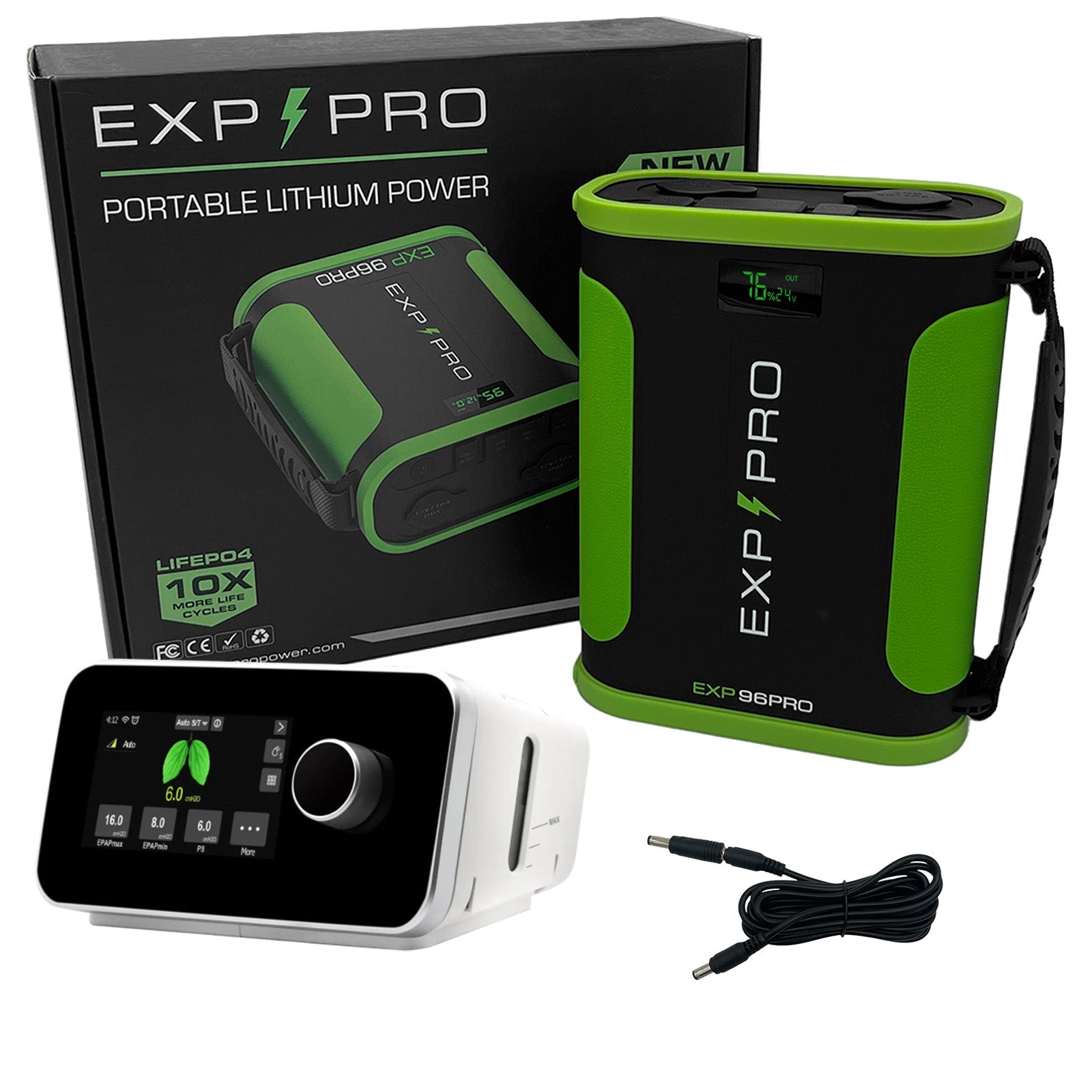 EXP96PRO APEX Battery (CPAP DC Cord Included) - Energize Trek