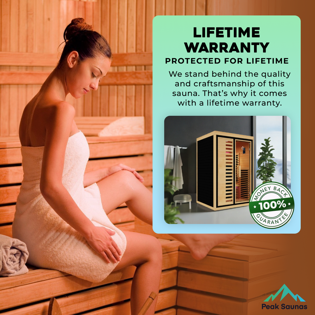 Peak Saunas Everest 2-Person Full Spectrum Infrared Sauna with XL Medical-Grade Red Light Therapy & Smart WiFi App Control - Energize Trek