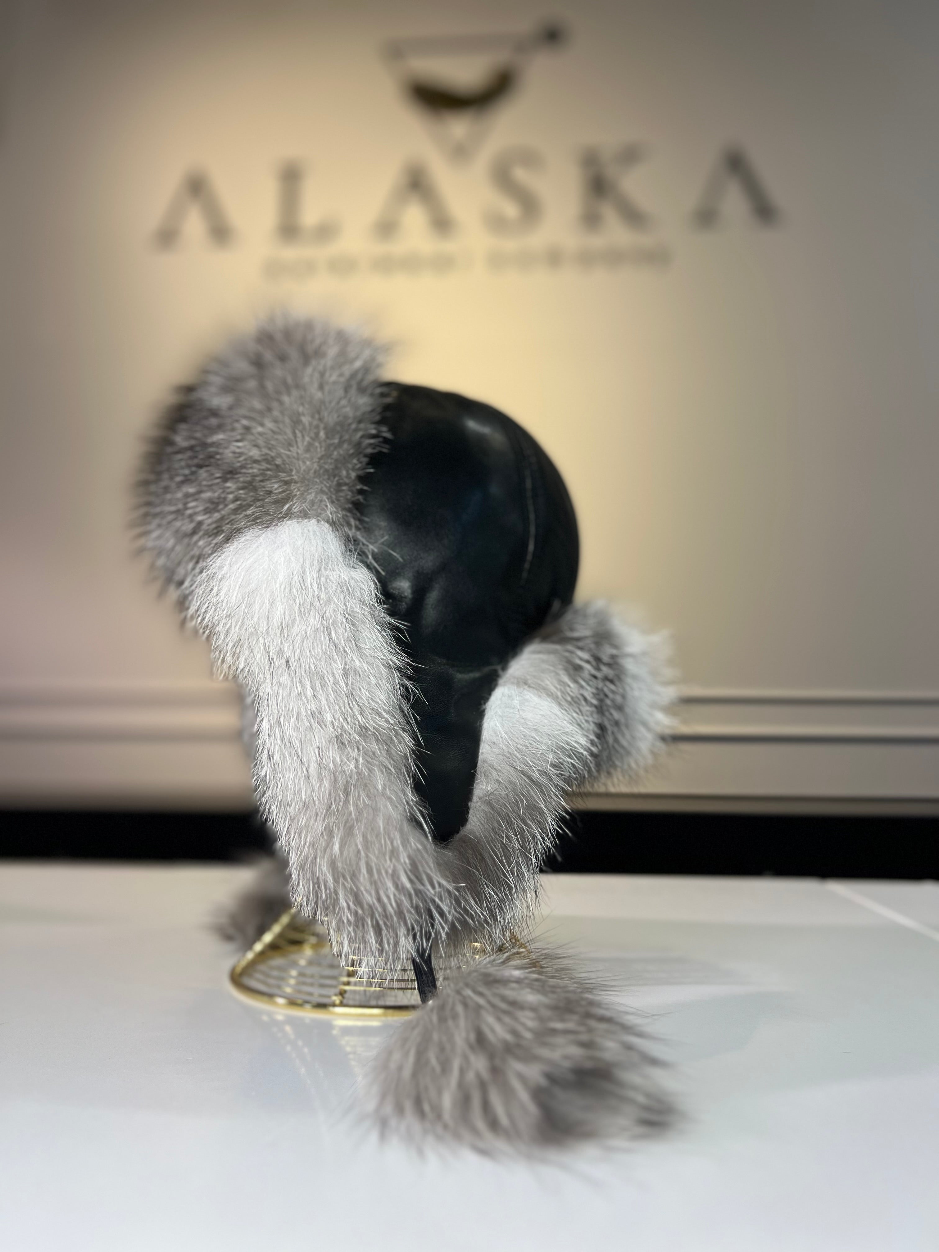 Genuine Silver Fox Fur Genuine Leather Hat - Energize Trek