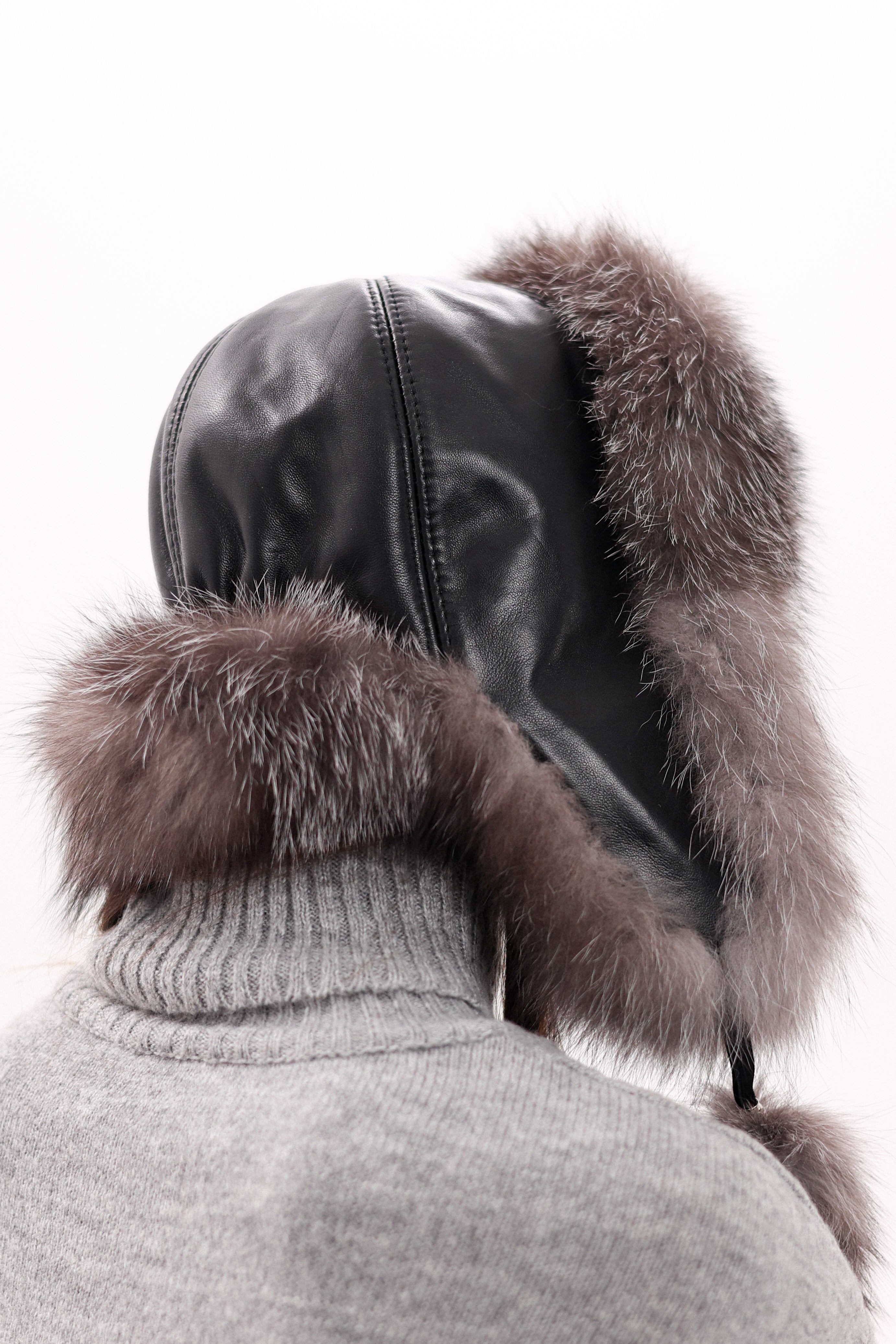 Genuine Silver Fox Fur Genuine Leather Hat - Energize Trek