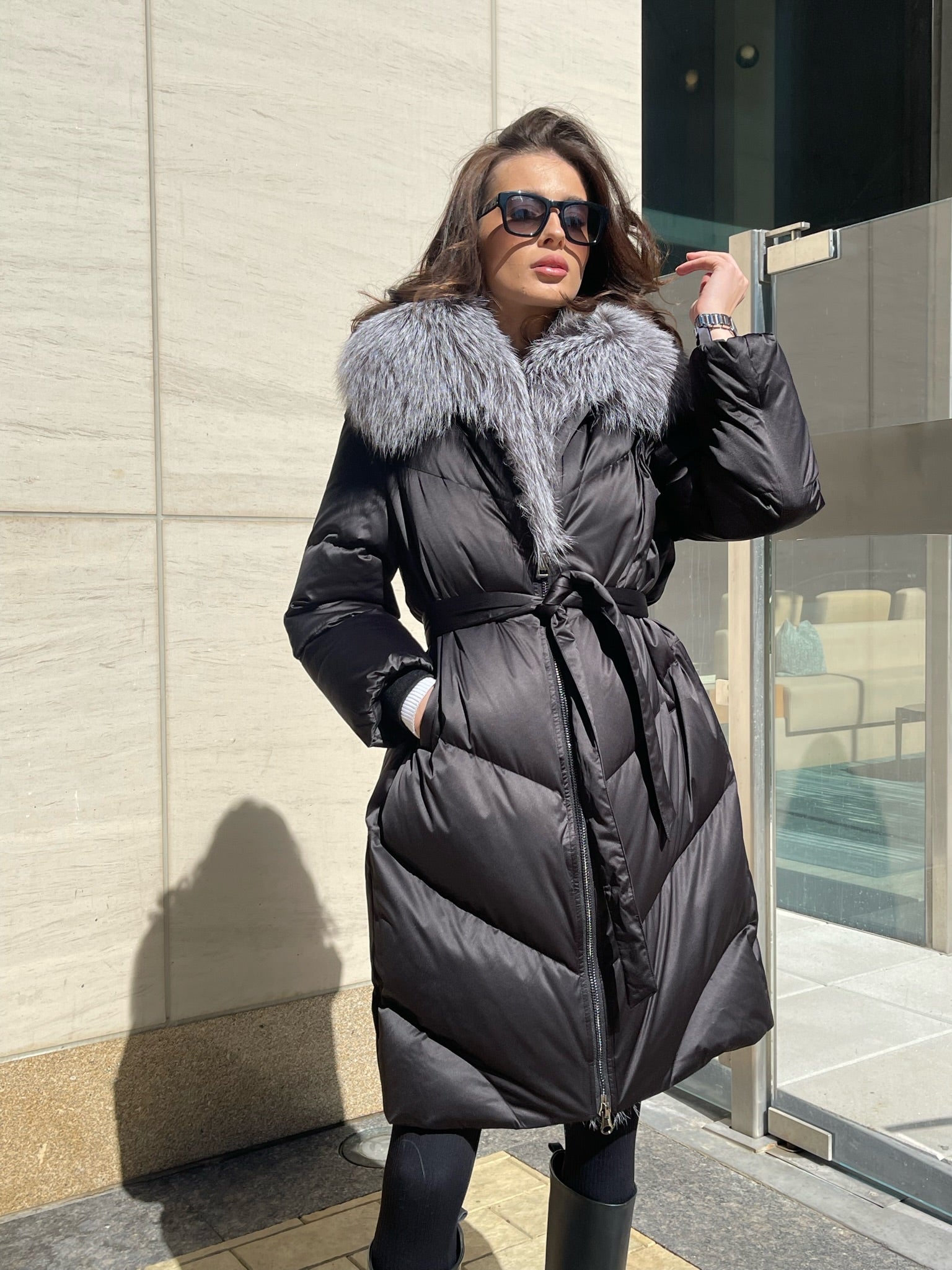 Amandine Genuine Silver Fox Down Parka - Energize Trek