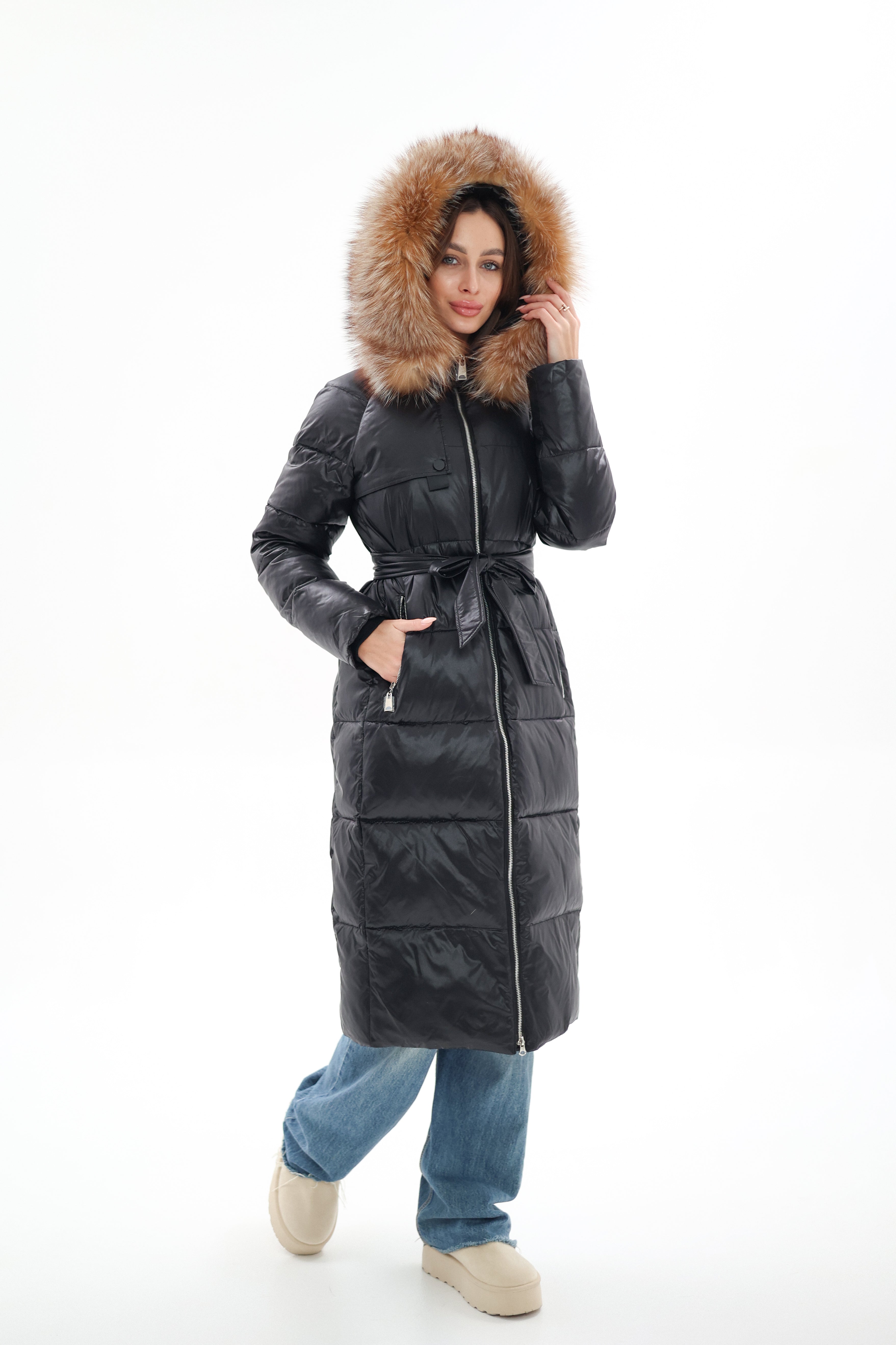 Genuine Silver Fox Fur Alternative Down Fill Coat - Energize Trek