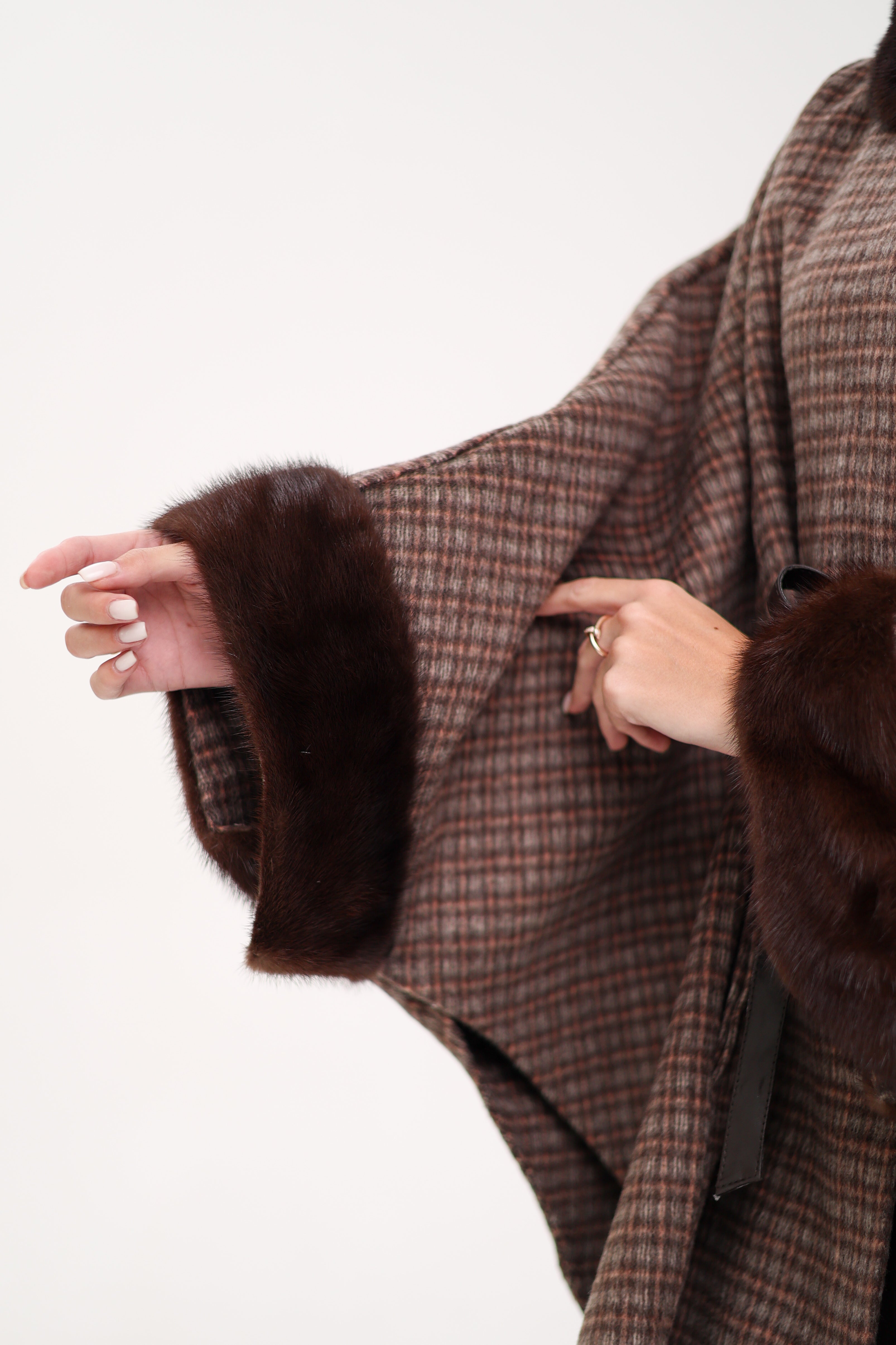 Genuine Scandinavian Mink Fur Double Face Wool Poncho - Energize Trek