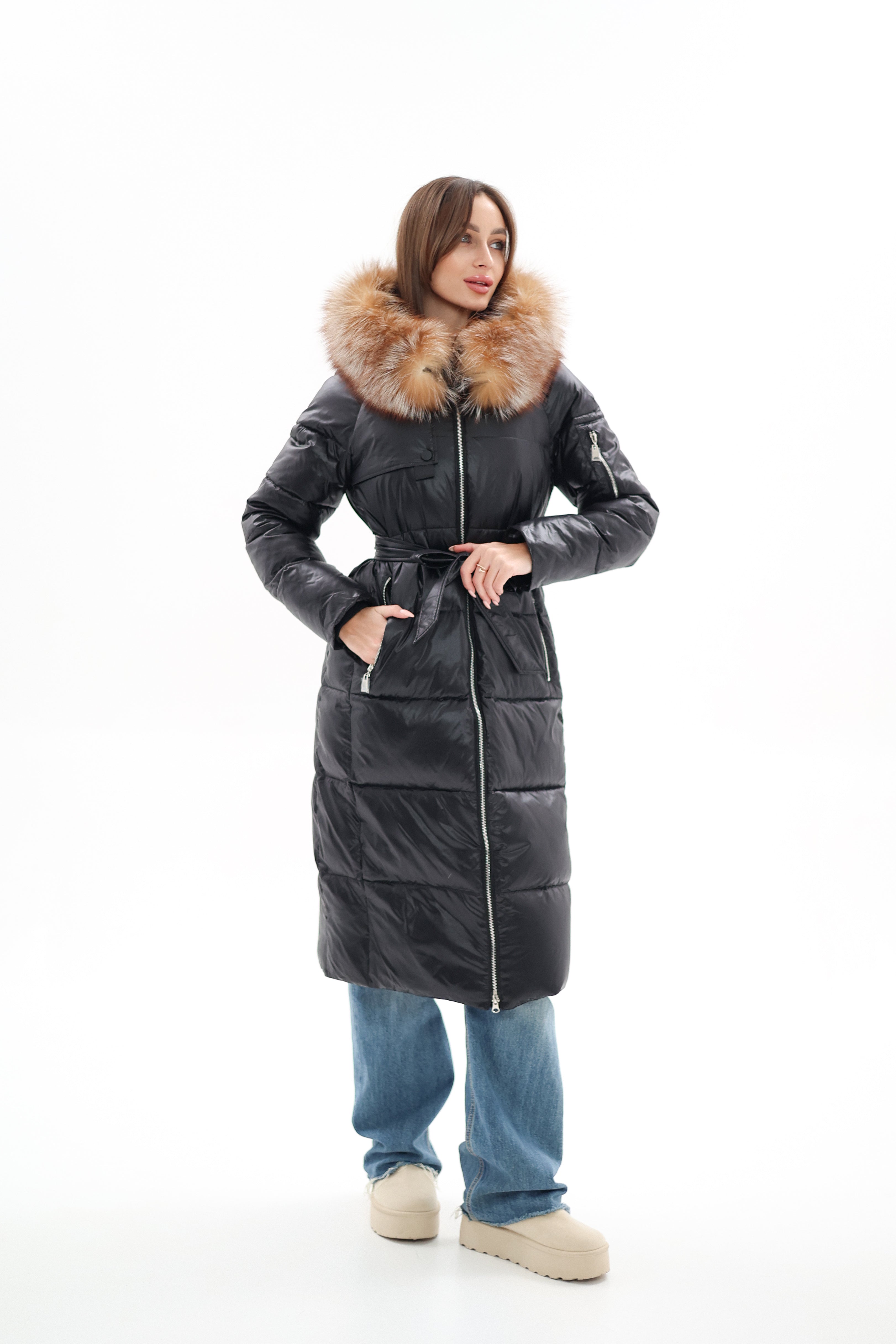 Genuine Silver Fox Fur Alternative Down Fill Coat - Energize Trek