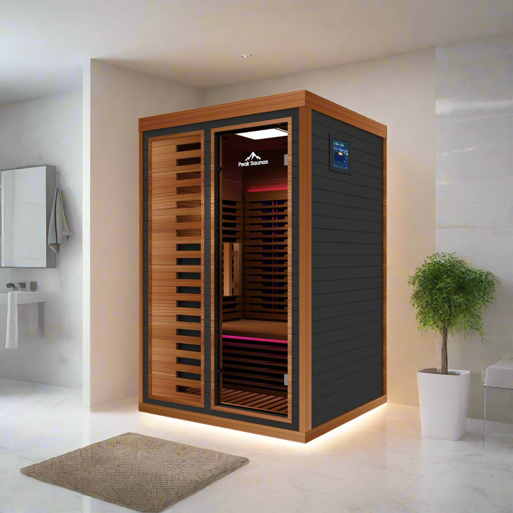 Peak Saunas Fuji 2-Person Full Spectrum Infrared Sauna with XL Medical-Grade Red Light Therapy & Smart WiFi App Control - Energize Trek