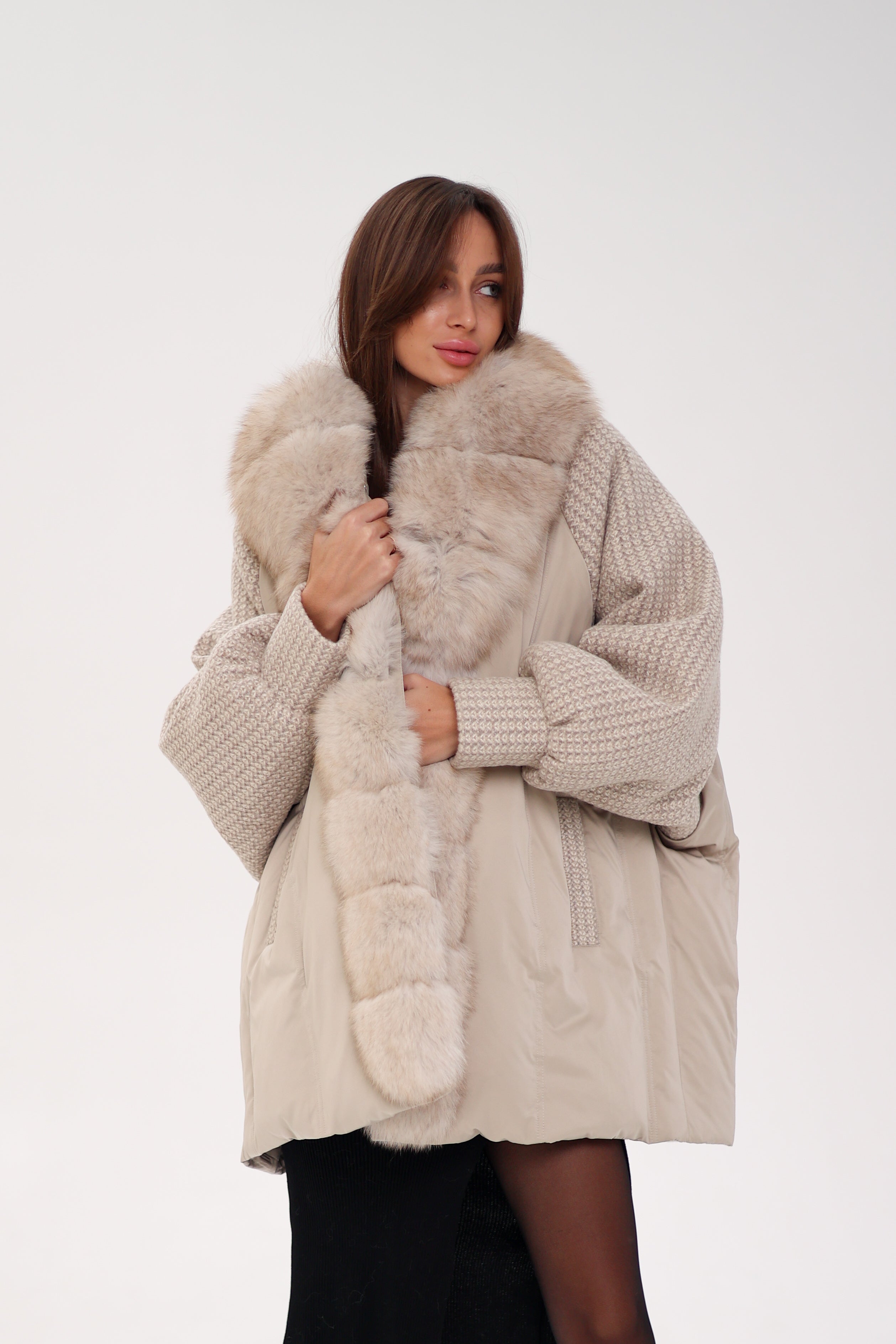 Genuine Polar Fox Boucle Down Coat - Energize Trek